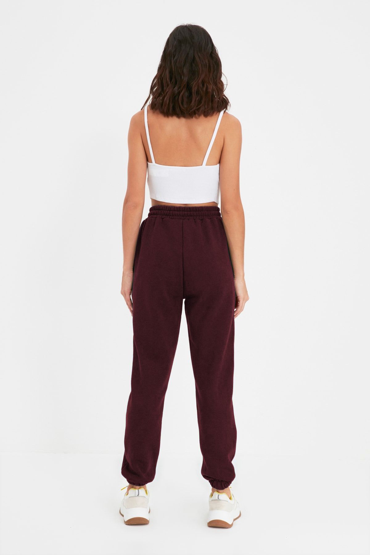Trendyol Collection-Базови плетени спортни панталони от полар от дебела вътрешна страна в бордо Twoaw22Ea0468 5
