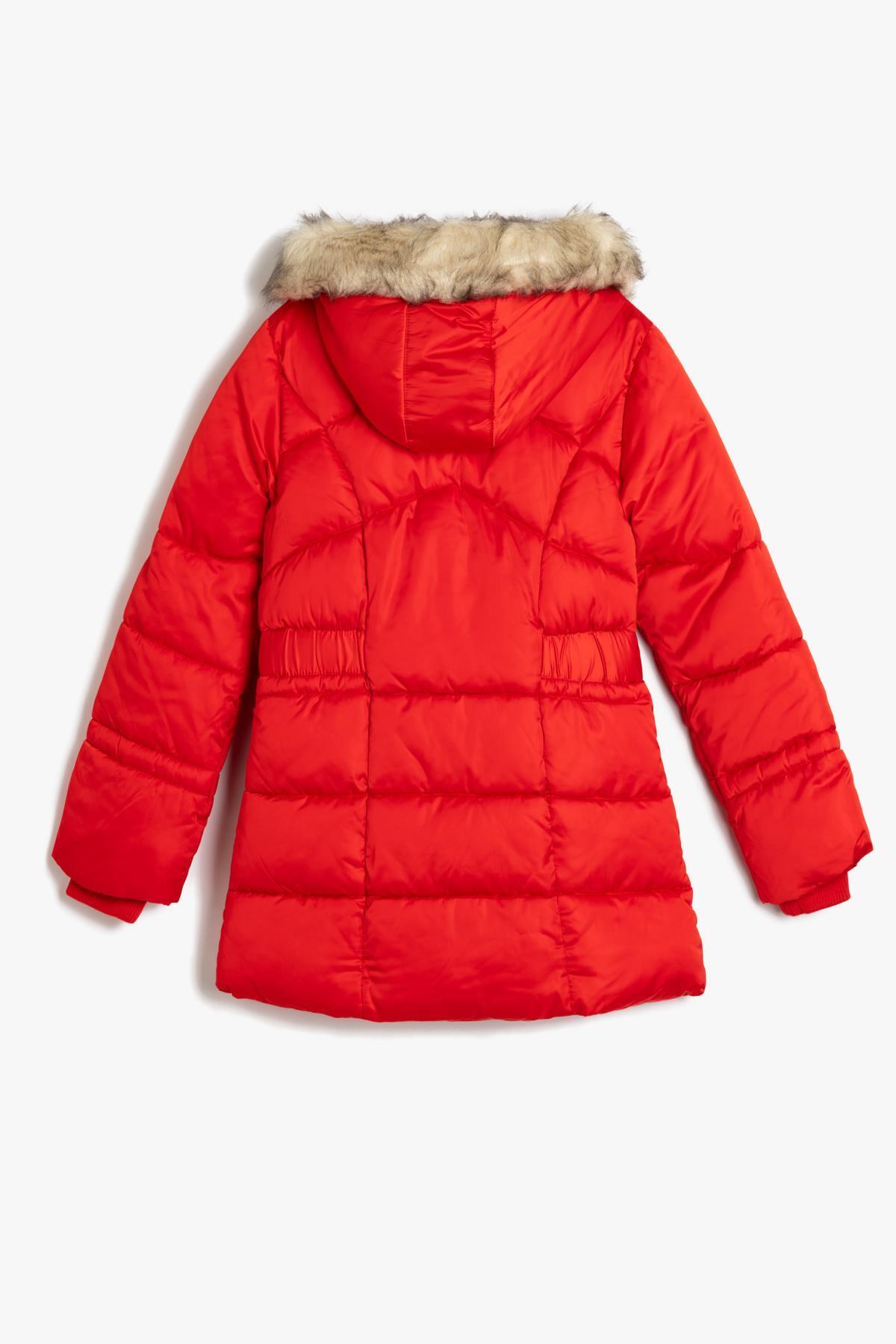 Koton Kırmızı Kız Çocuk Kaban 5WKG00016AW fotoğrafı 2 (önizleme)