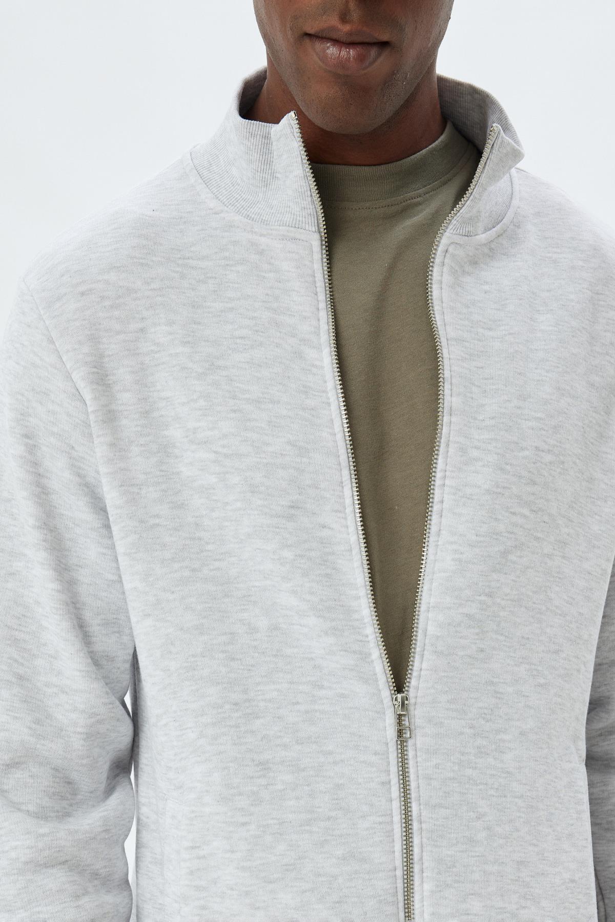 سویشرت مردانه خاکستری کوتون | 5WAM70106MK اورجینال - تصویر 5