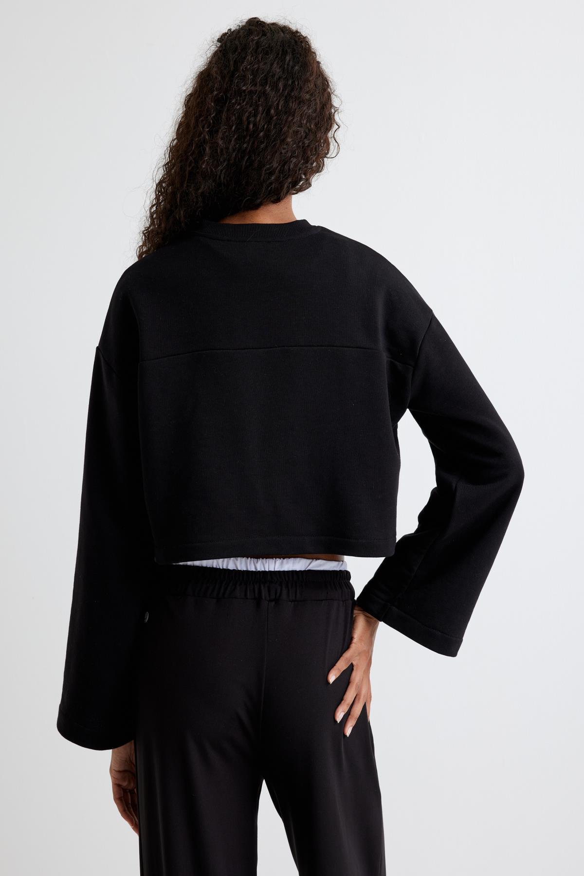 سویشرت زنانه مشکی کوتونKoton | 5WAK10227EK اورجینال - تصویر 4