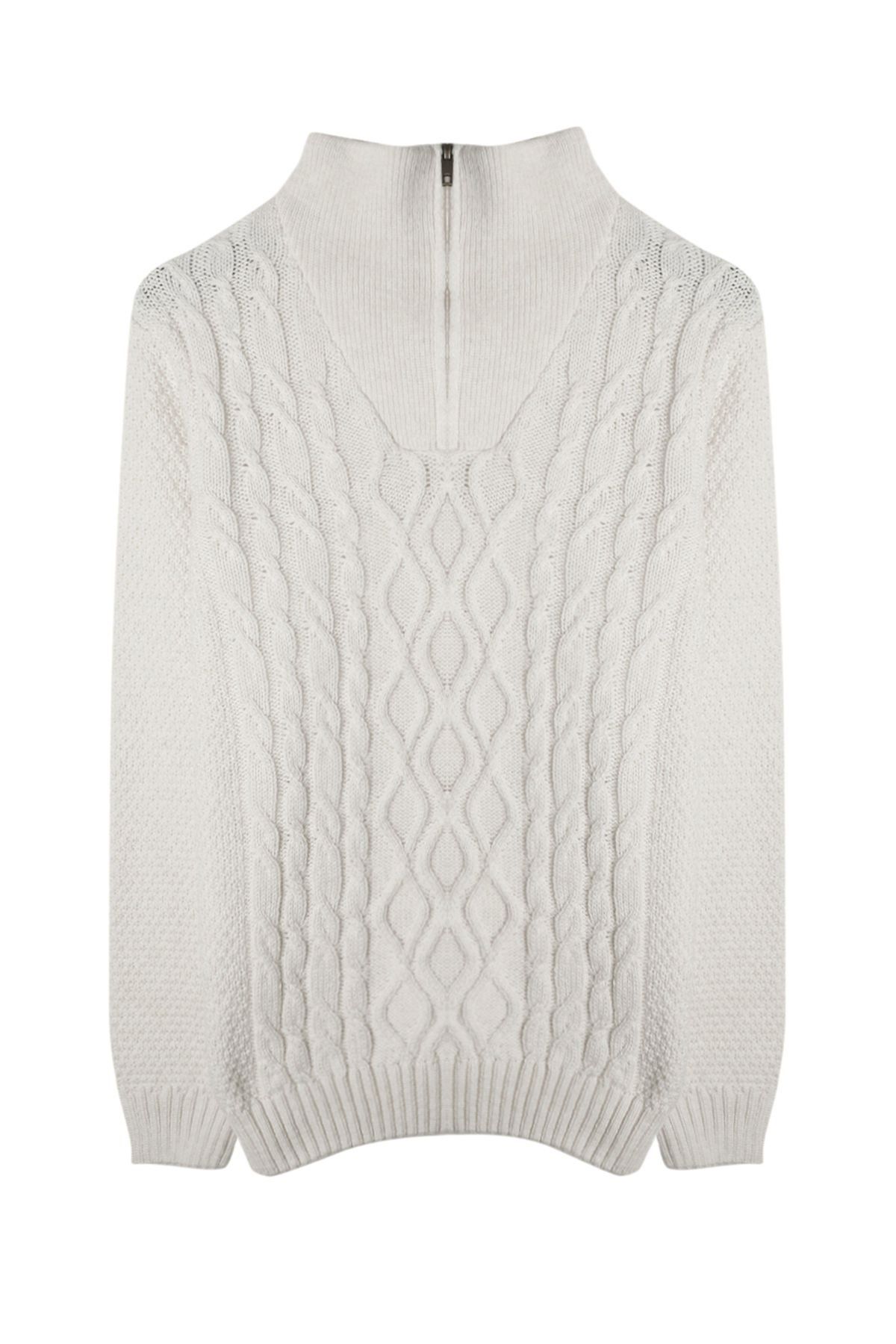 Trendyol Collection-Ecru Regular Half Rollkragenpullover aus Haarstrick TMNAW24KZ00047 8
