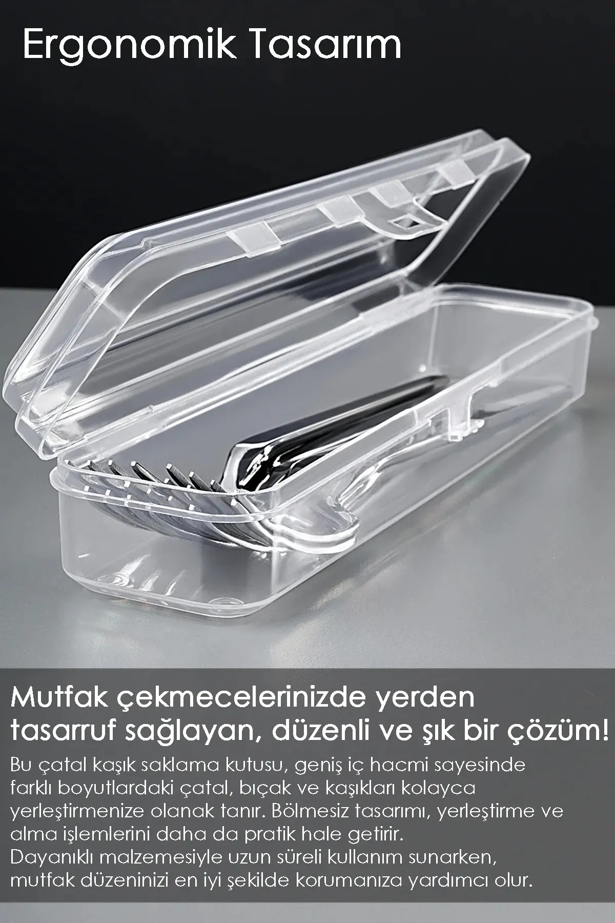 Meleni Home 3'lü Çatal Bıçak Kaşık Saklama Kutusu Seti - Çeyizlik