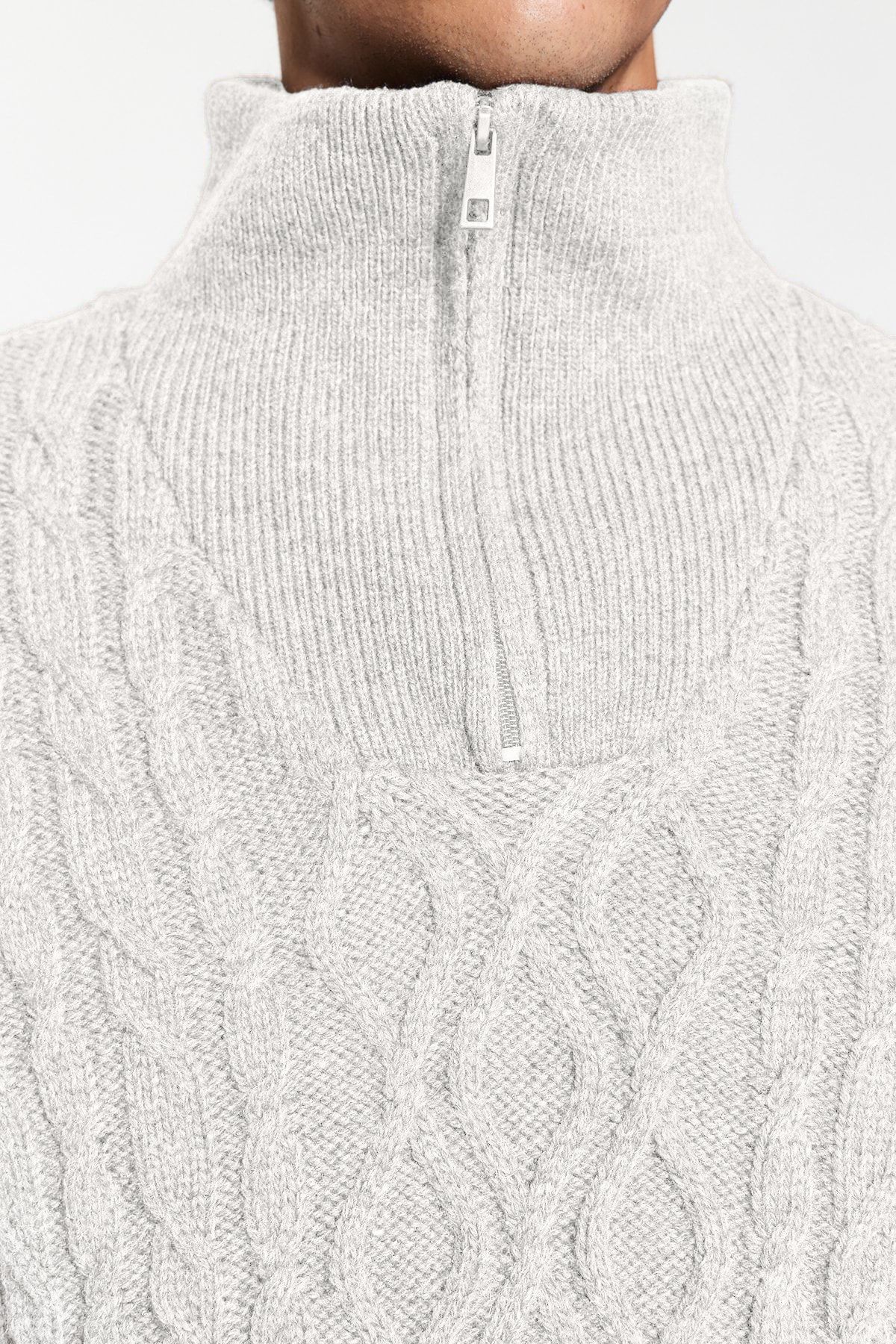 Trendyol Collection-Ecru Regular Half Rollkragenpullover aus Haarstrick TMNAW24KZ00047 7