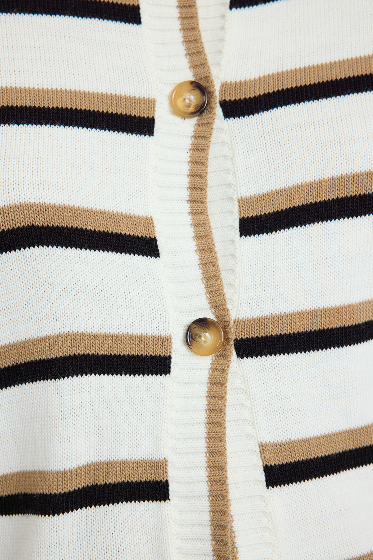 Edit by Trendyol-Ecru Crew Neck Knitwear Cardigan - Color Block, Tedaw25Hi00022 3