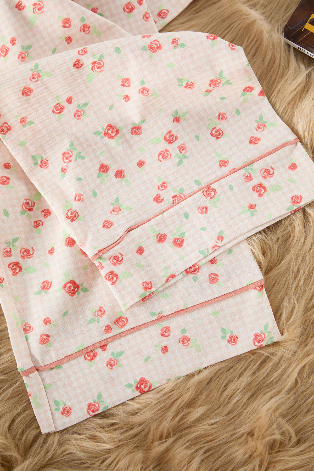 Trendyolmilla  Ekru %100 Pamuklu Çiçekli Biyeli Örme Pijama Takımı THMAW25PT00202 - Görsel 8