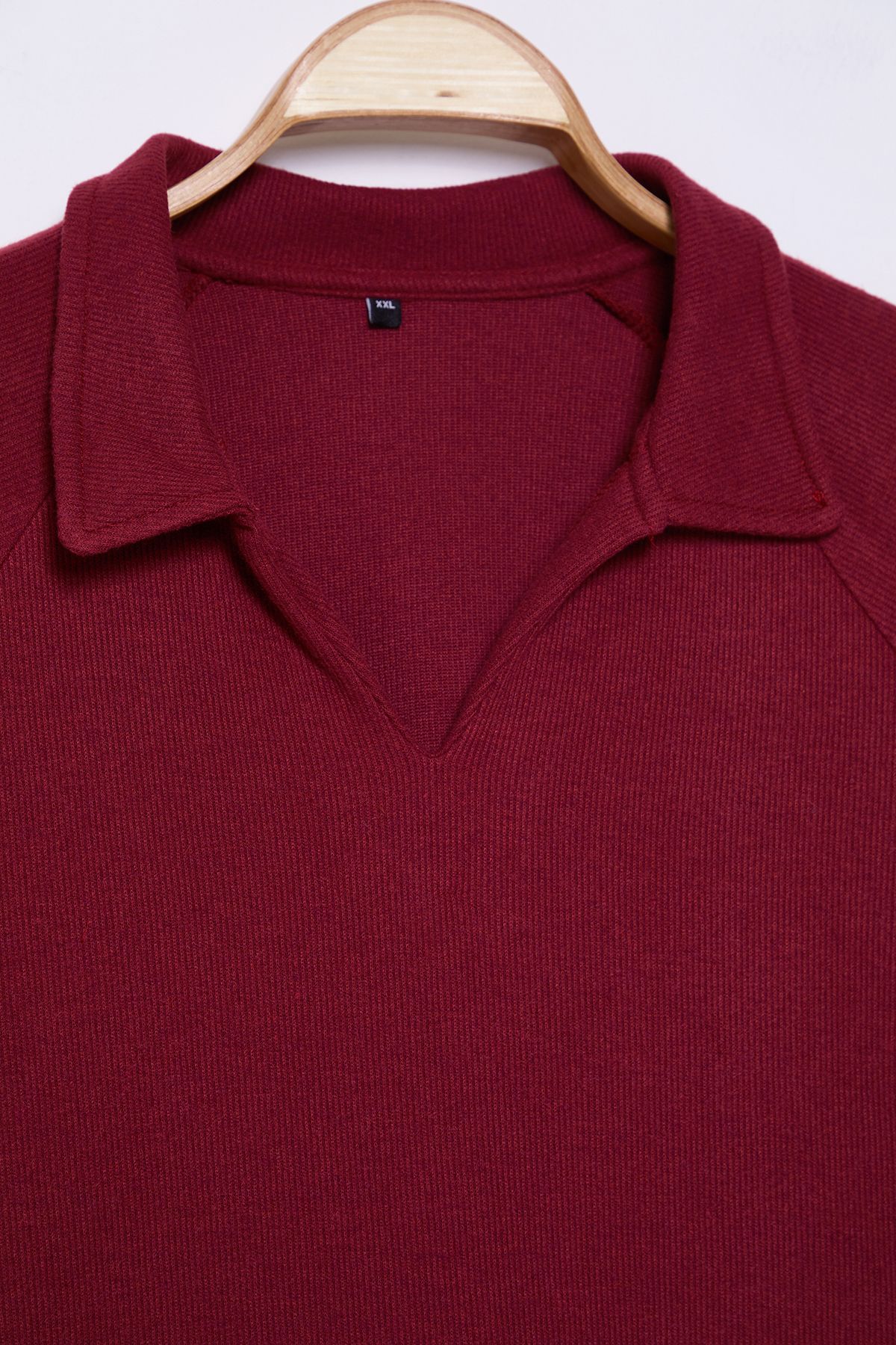 Trendyol Curve-Vínová oversize/široký střih Thessaloniki Polo Neck Pletená mikina větší velikosti Tbbaw25Ao00043 7