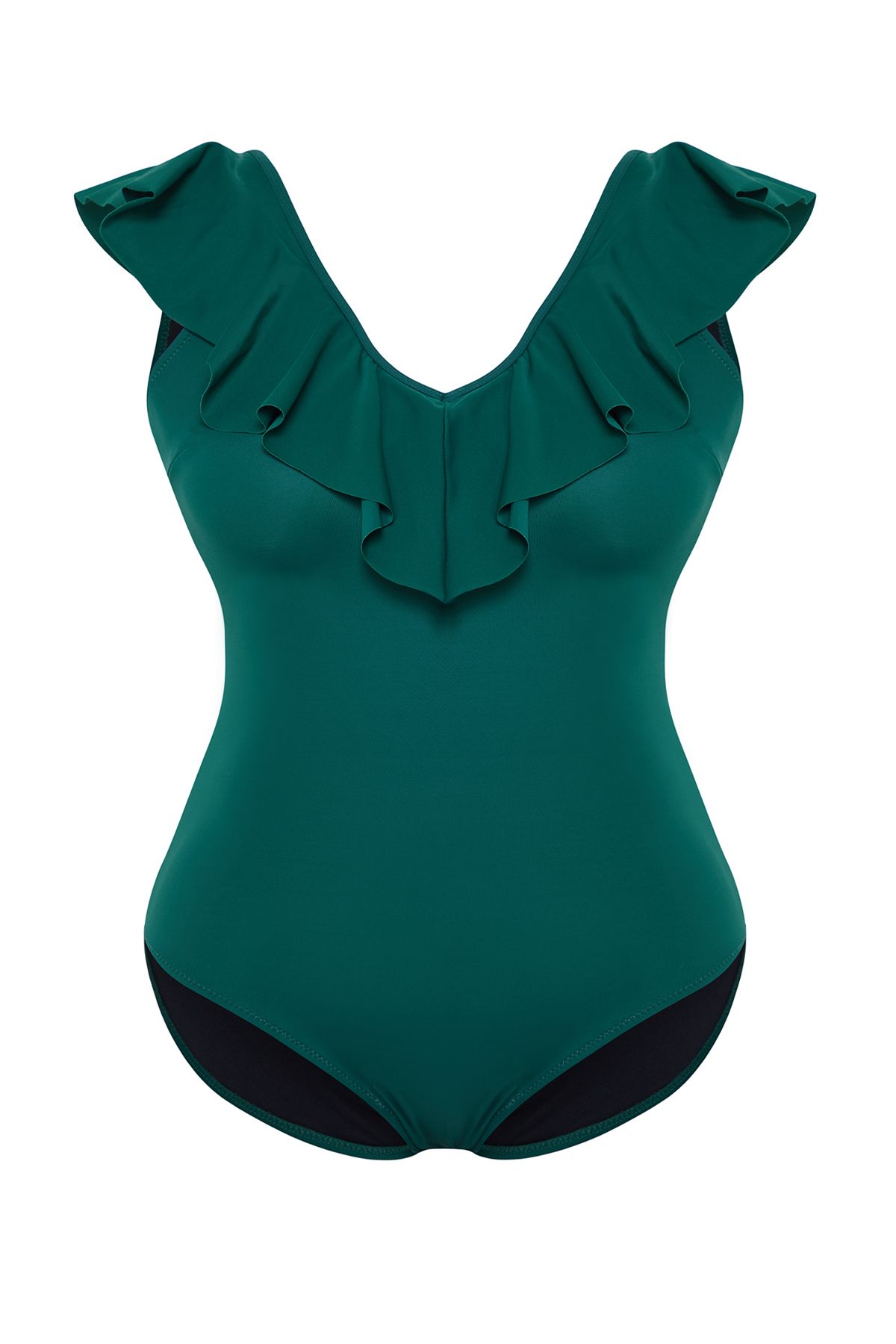 Trendyol Curve-Costum de baie cu volane verde TBBSS22MA0299 6