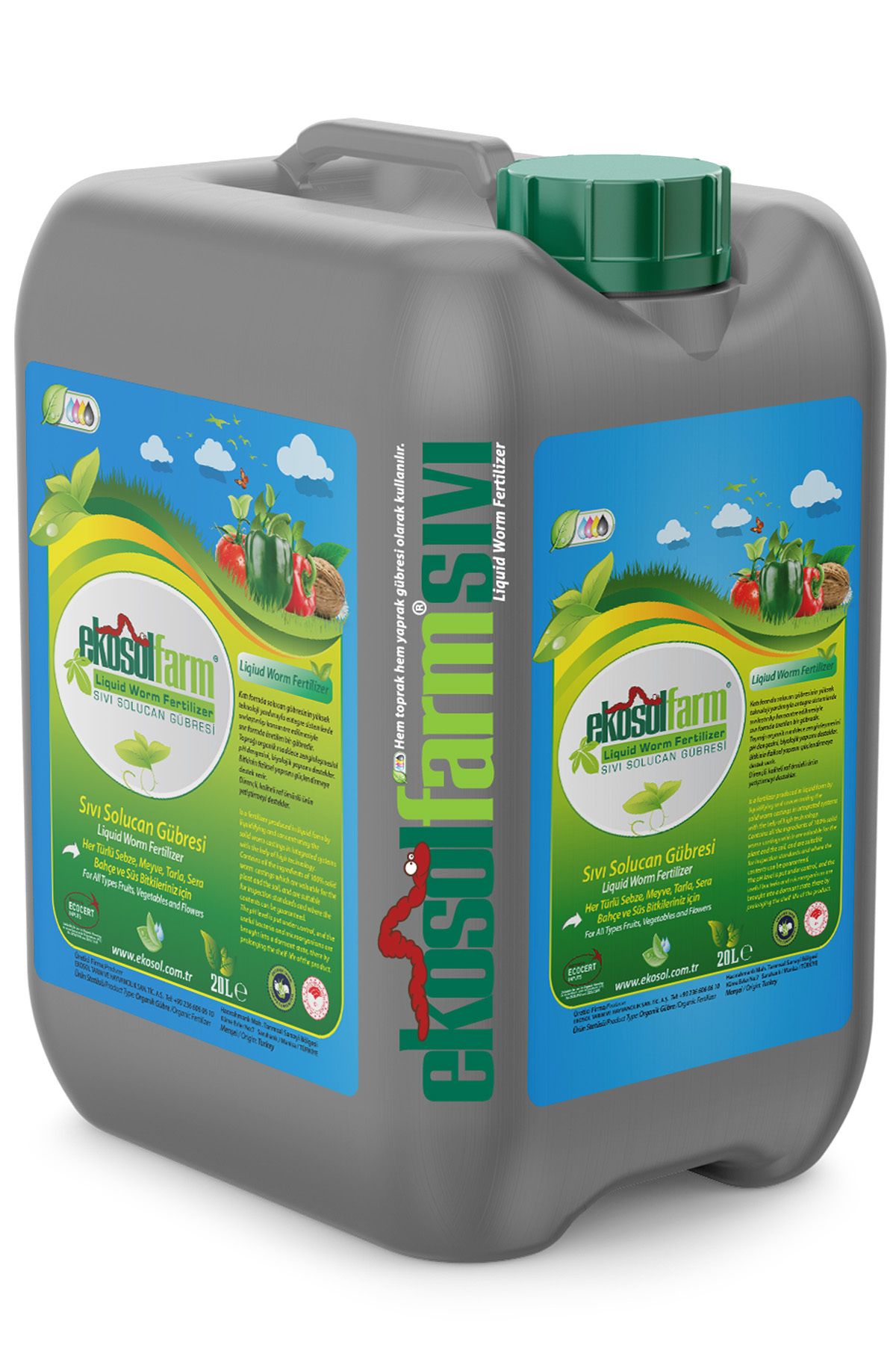 EkosolFarm Sıvı Solucan Gübresi 20 Litre Organik Konsantre Gübre Bitki Besleyici