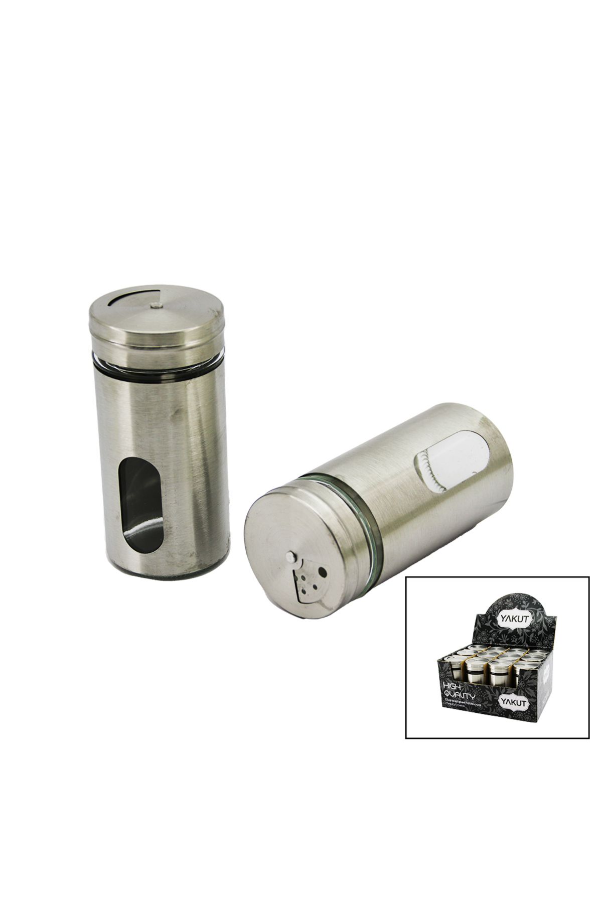 İklimStore BÜYÜK BOY 120ML CAM METAL KAPLAMA TUZLUK BAHARATLIK (5131)