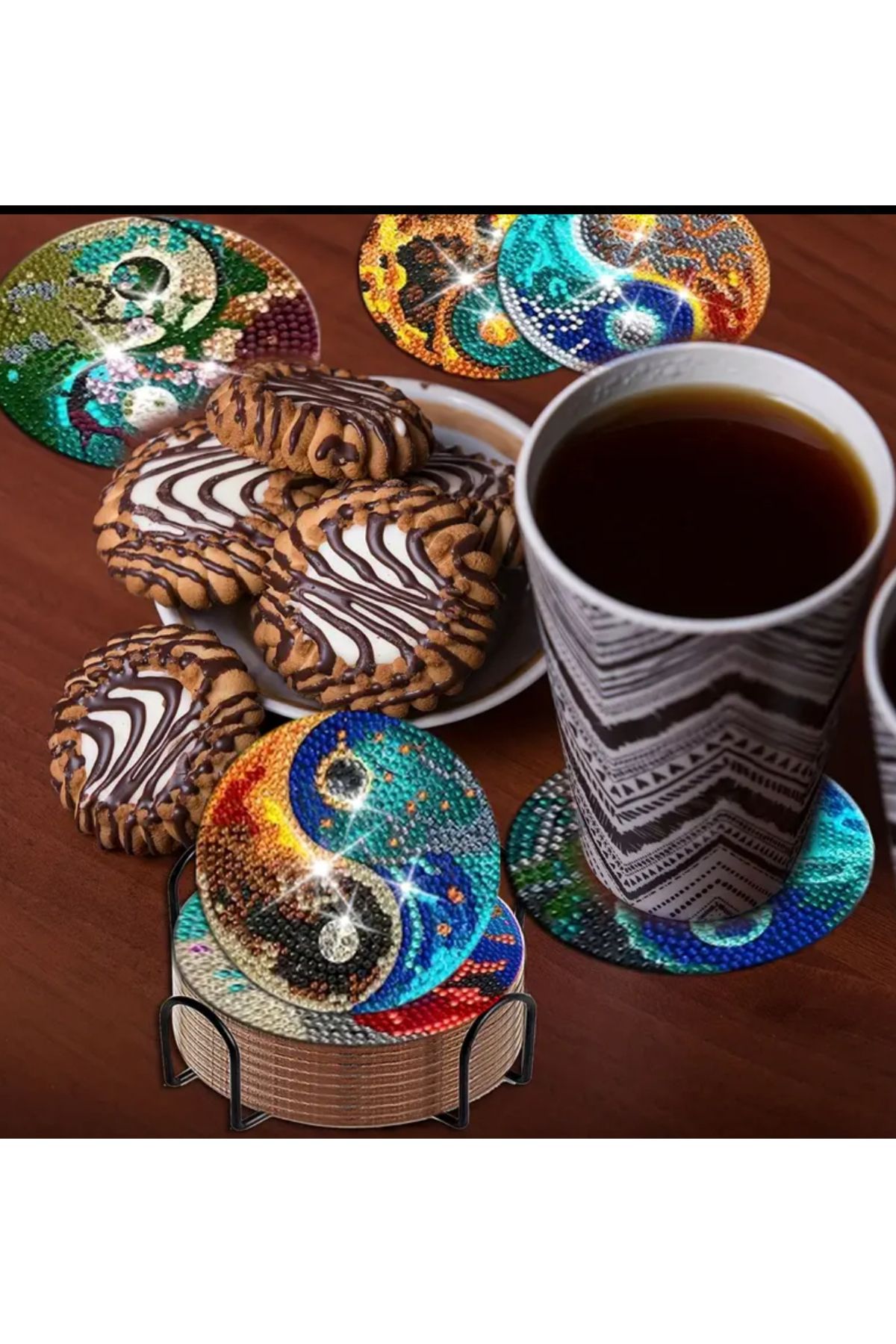 Element-8 Pieces 5D Diamond Mosaic Painting Coasters Set 5