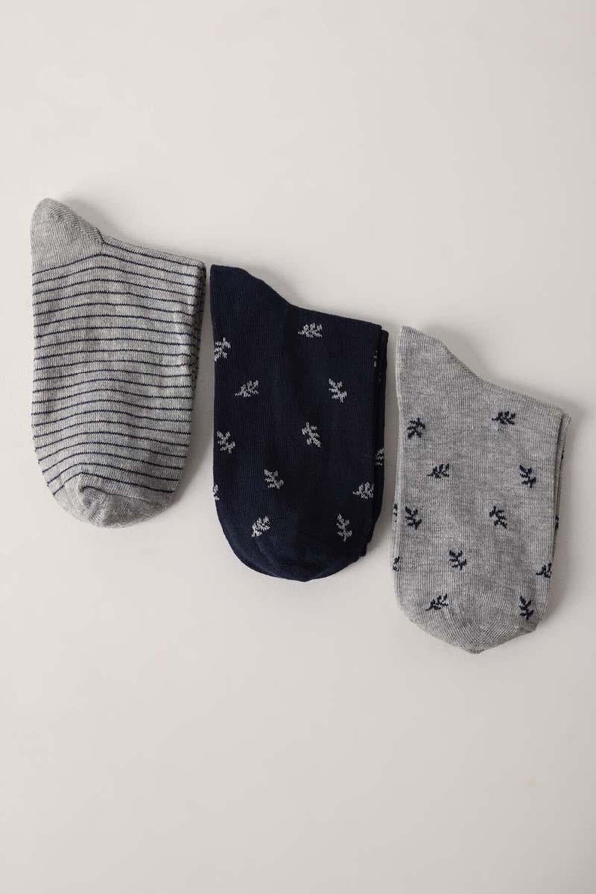 ALLDAY-Gray-Navy-Blue-Gray 3-Piece Socks Set 2