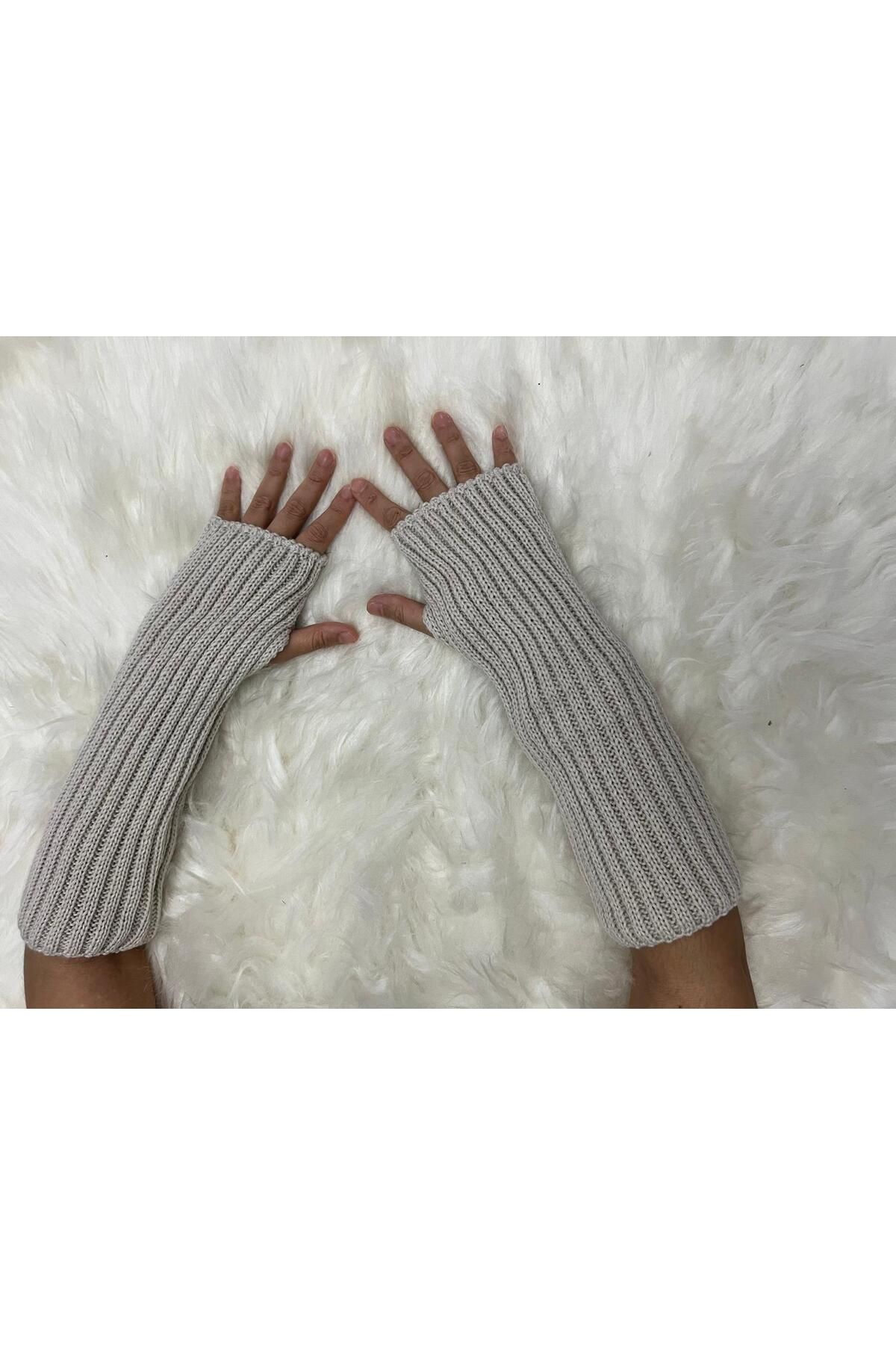 chelababe-Ecru Beige Oversleeve Leggings Multi-Purpose Knitted Fingerless Oversleeve Gloves 2