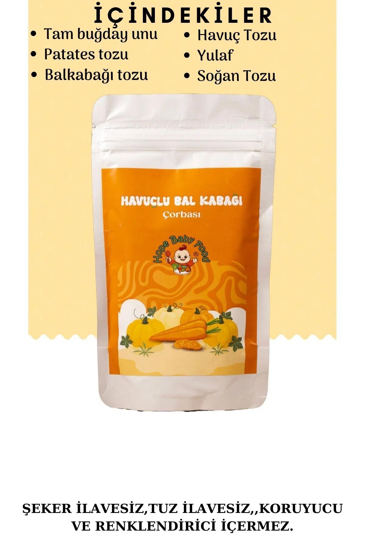 hope baby food Havuçlu Balkabağı Çorbası 8 Ay Bebek Ek Gıdası - 100 gram