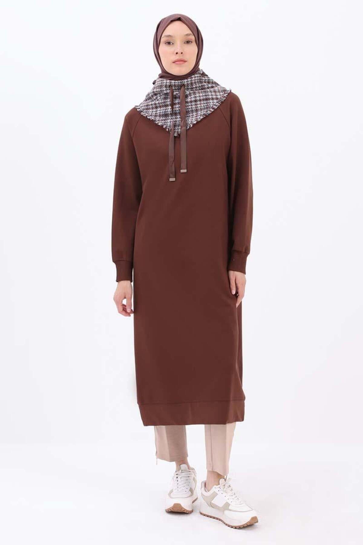 ALLDAY-Bitter Coffee-Tweed Garnished Sweat Tunic 2