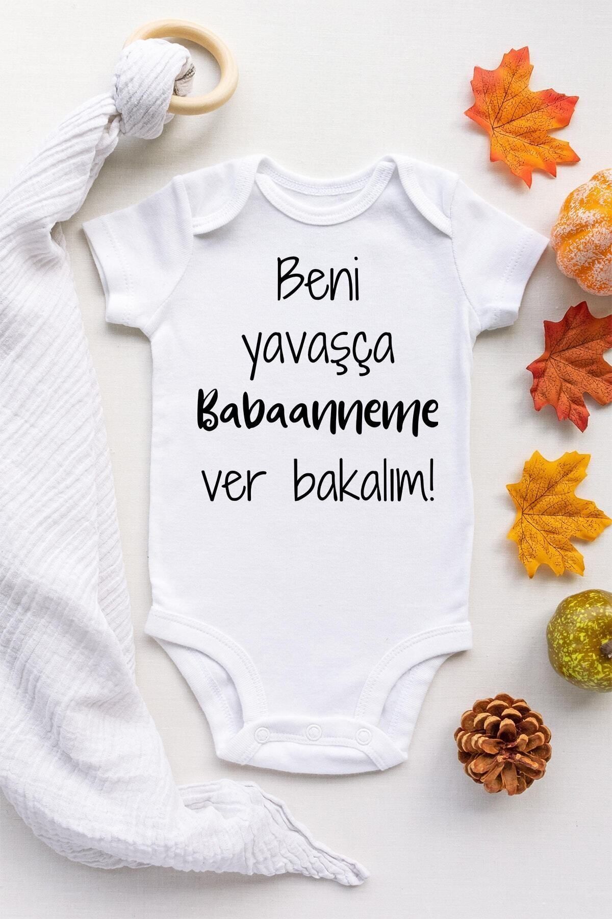 Genel Markalar Beni Yavaşça Teyzeme Verin Kısa Kol Çıtçıtlı Bebek Body