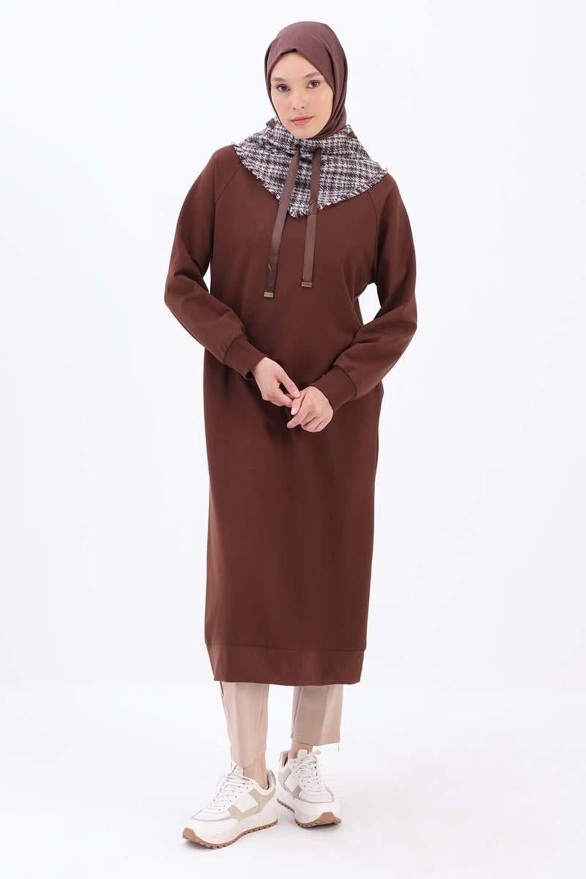 ALLDAY-Bitter Coffee-Tweed Garnished Sweat Tunic 1