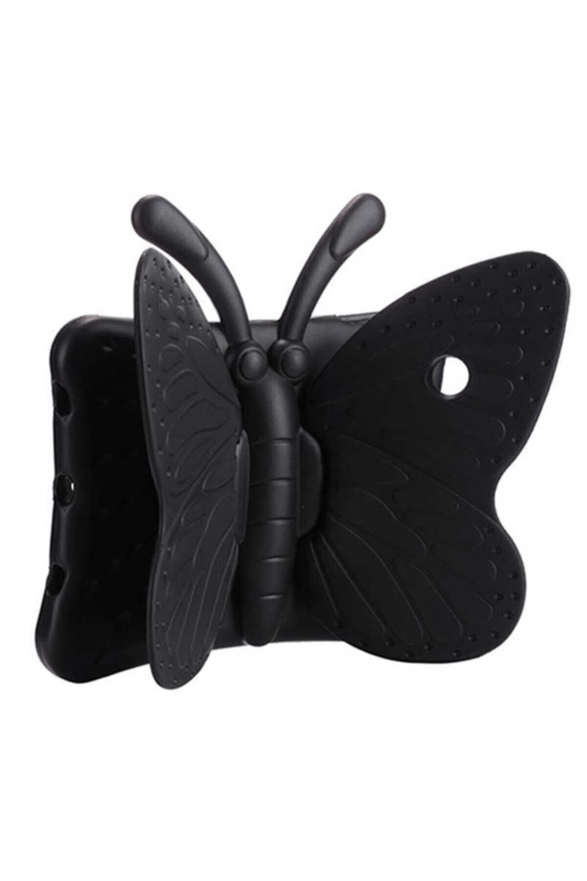 UnDePlus Apple Ipad 7. Nesil 10.2" Kılıf Kelebek Desen Case A2197 A2198 A2200 Siyah