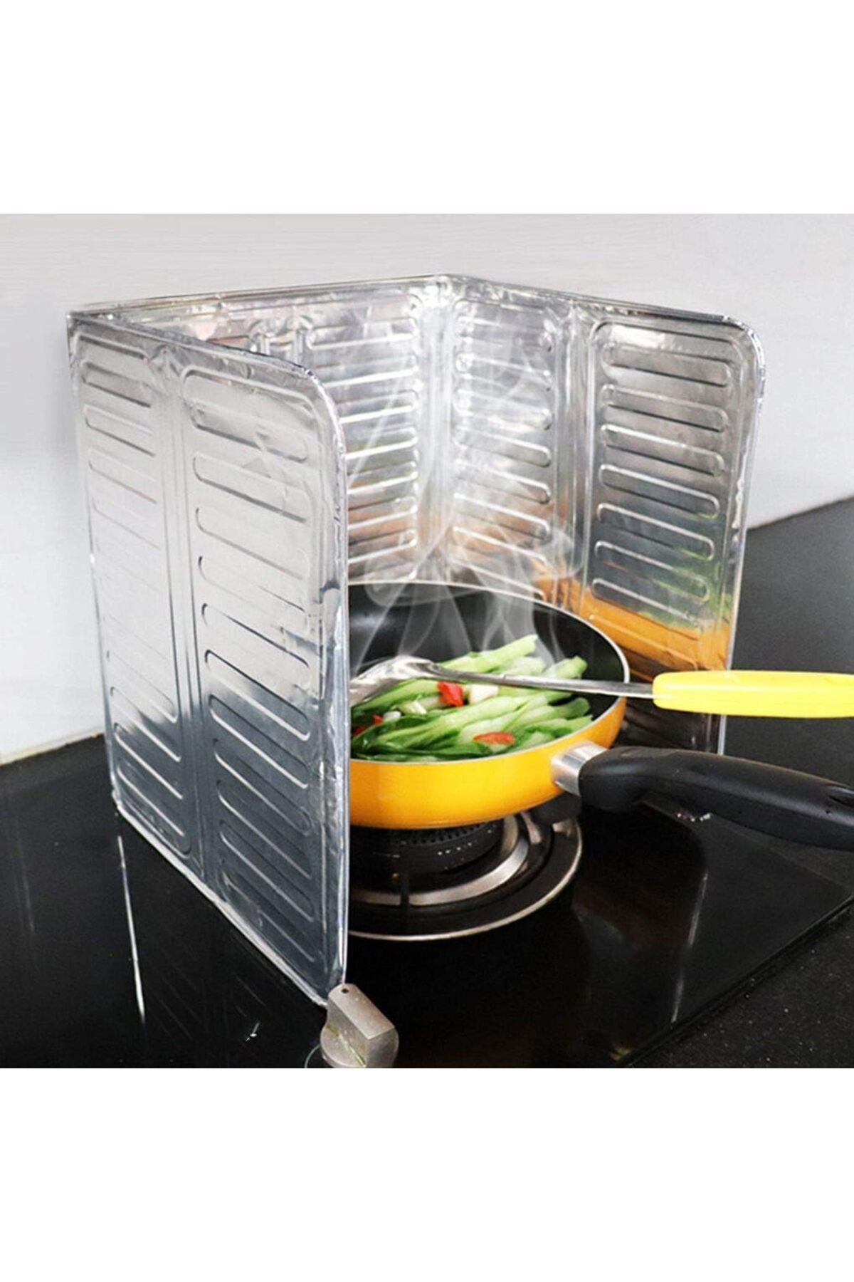 Özgünler Ticaret-Aluminum Plate - Stove Oil Splash Protector, Folding, Easy to Wipe Picnic Tube, Anti-Wind Panel 3