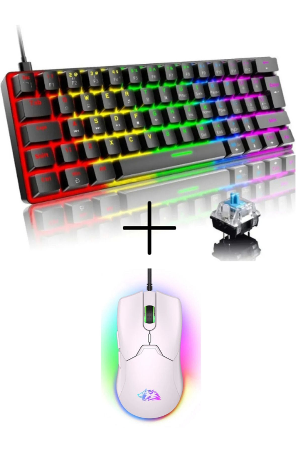 ATAsoft ELEKTRONİK Since 2021 T60 Rgb Mekanik Siyah Klavye Mouse Kablolu Gaming Driverli Oyuncu Mini Klavye