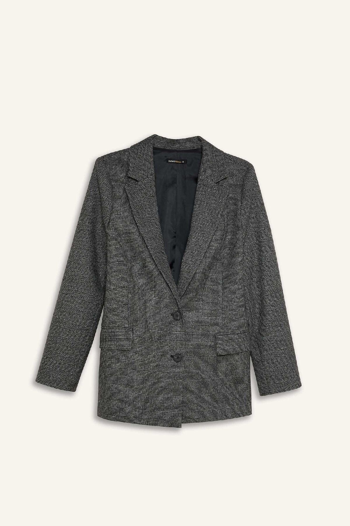 DeFacto-Oversize Wide Fit Button Blazer Jacket W2206Az24Au 8