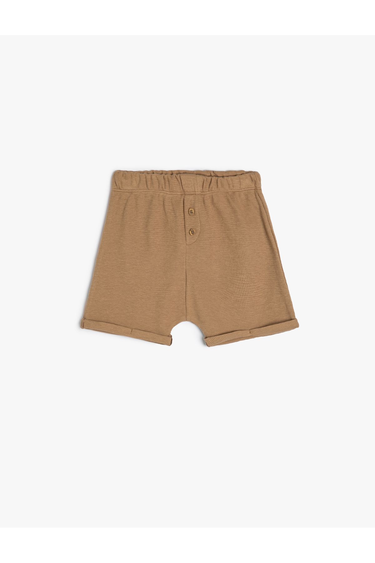 Koton-Basic Shorts Textured Pocket Elastic Waist Cotton 1