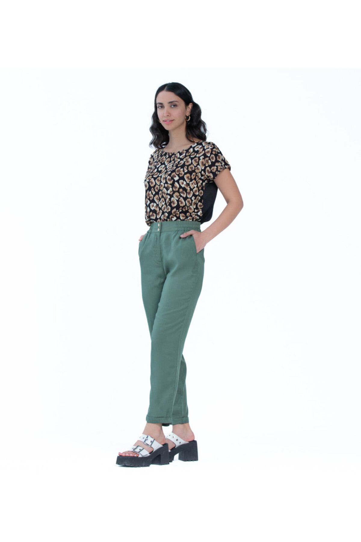 Zabaione-Green High-Waist Pants 4