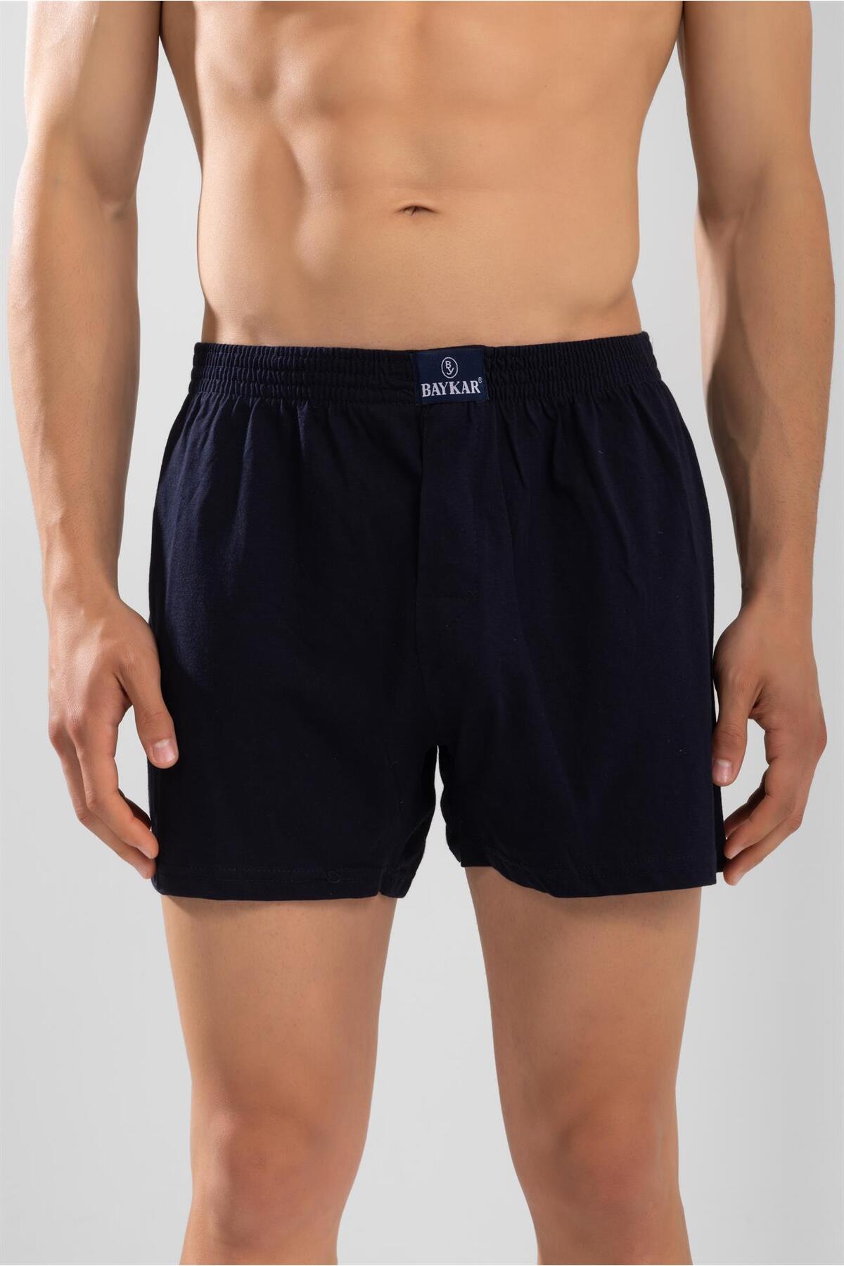 BAYKAR  Erkek Pamuklu Rahat Kesim Havlu Bel Boxer 3'lü Paket Lacivert - Görsel 4