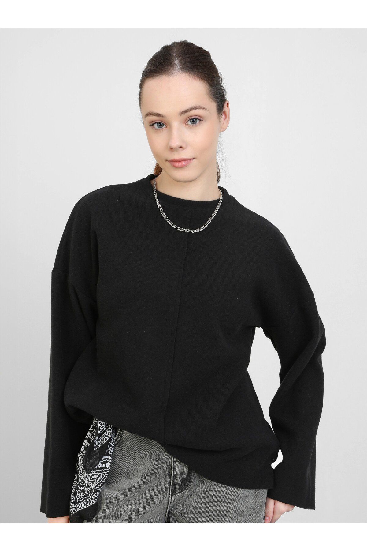 Benin-Soft Textured Overisze Thessaloniki Sweatshirt - Black - Benin 2