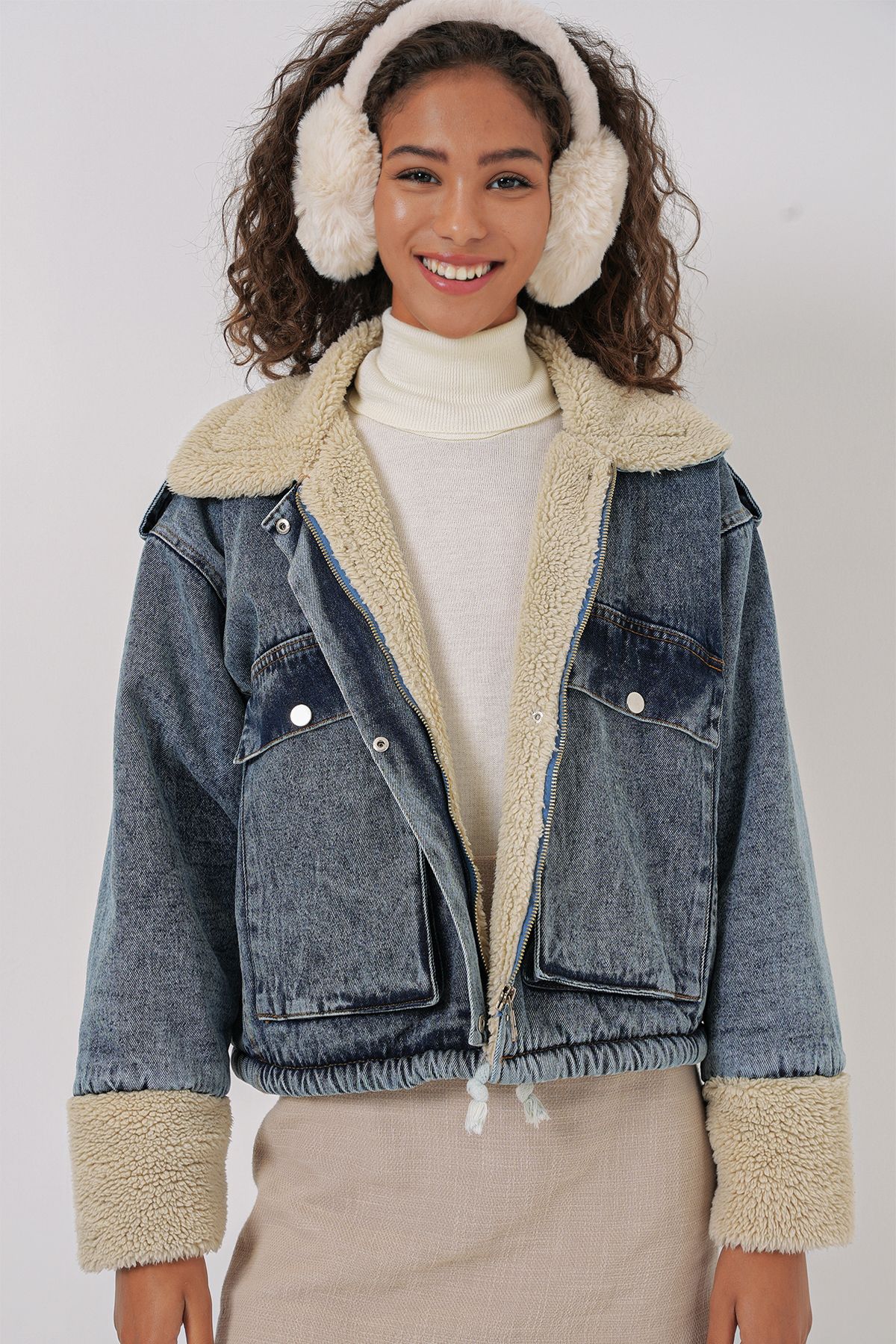 Bigdart-Blue 0711 Model Shearling Denim Jacket 3