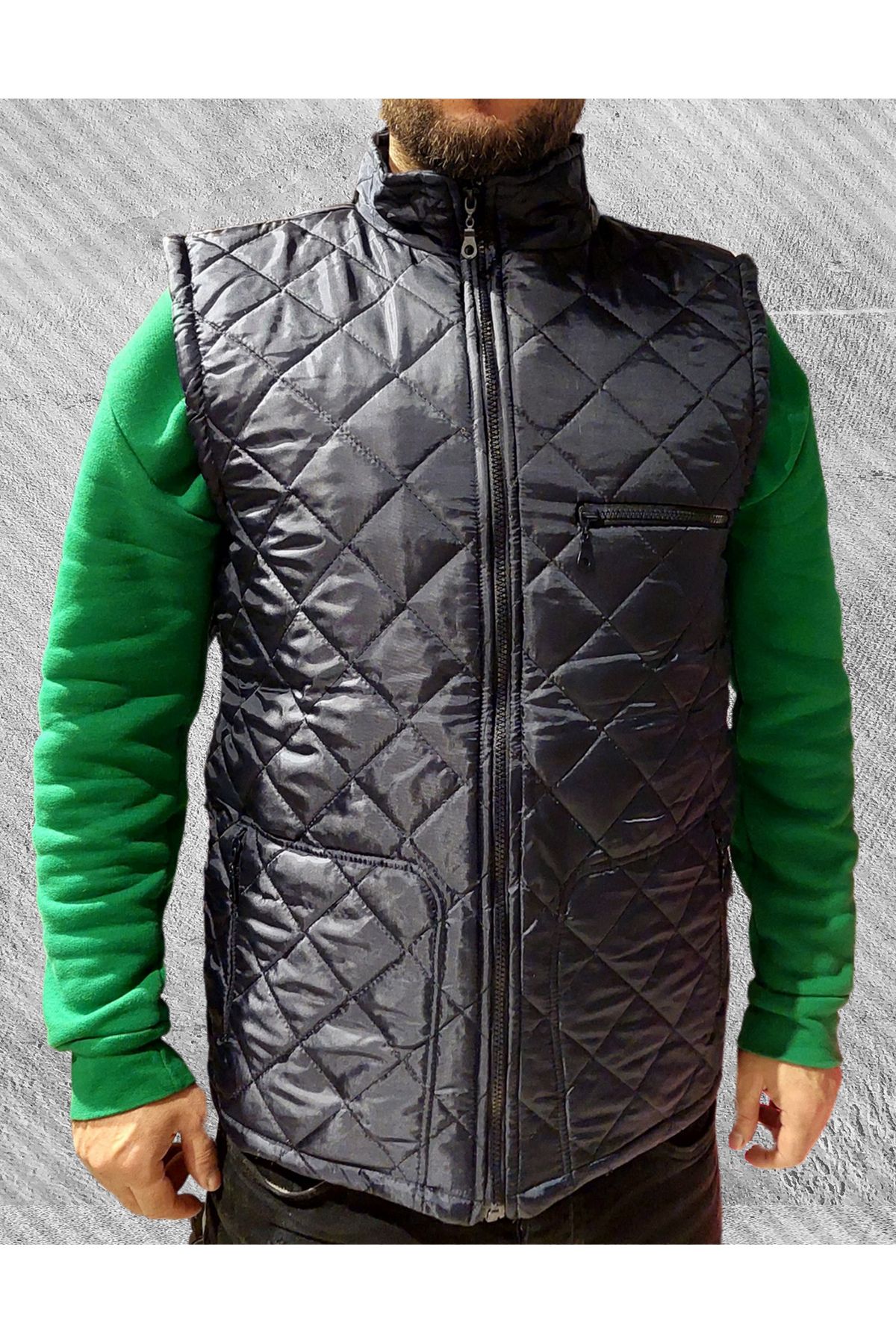 VİZYON İKRA Vestă De Lucru Cu Buzunare Multiple Matlasată De Iarnă Bleumarin-vestă Sport Pentru Bărbați-vestă De Vânătoare Masculin - M
