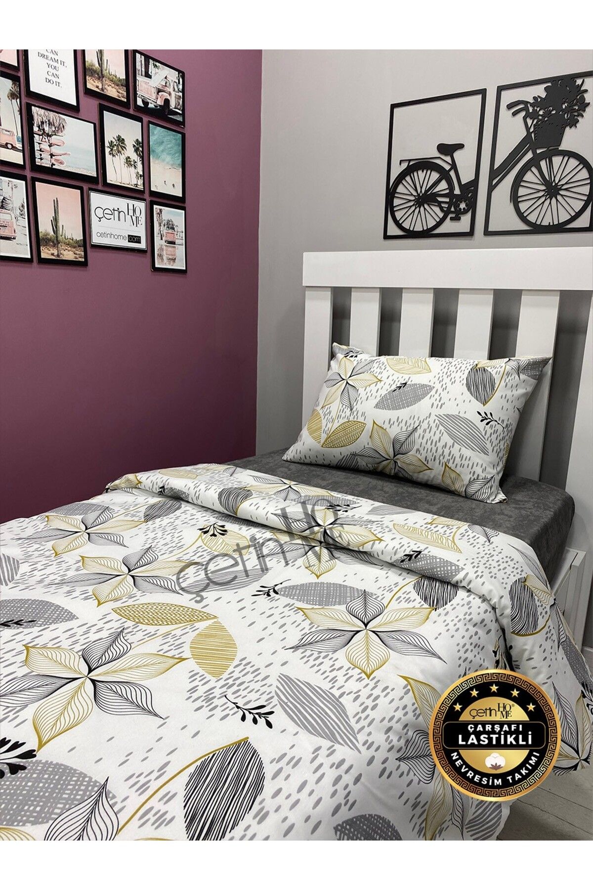 Çetinhome-Single Duvet Cover Set with Elastic Sheet Lara 2