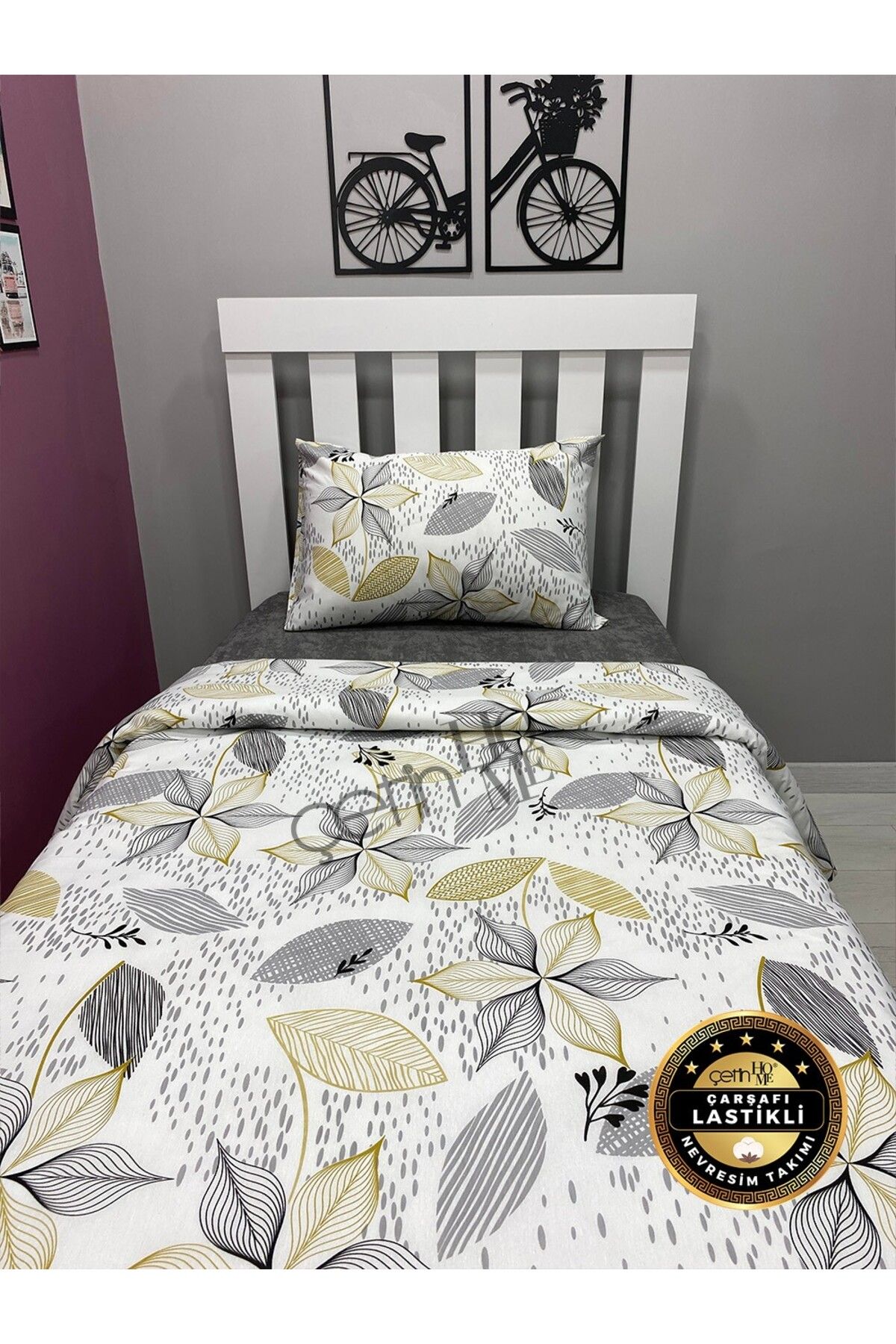 Çetinhome-Single Duvet Cover Set with Elastic Sheet Lara 3