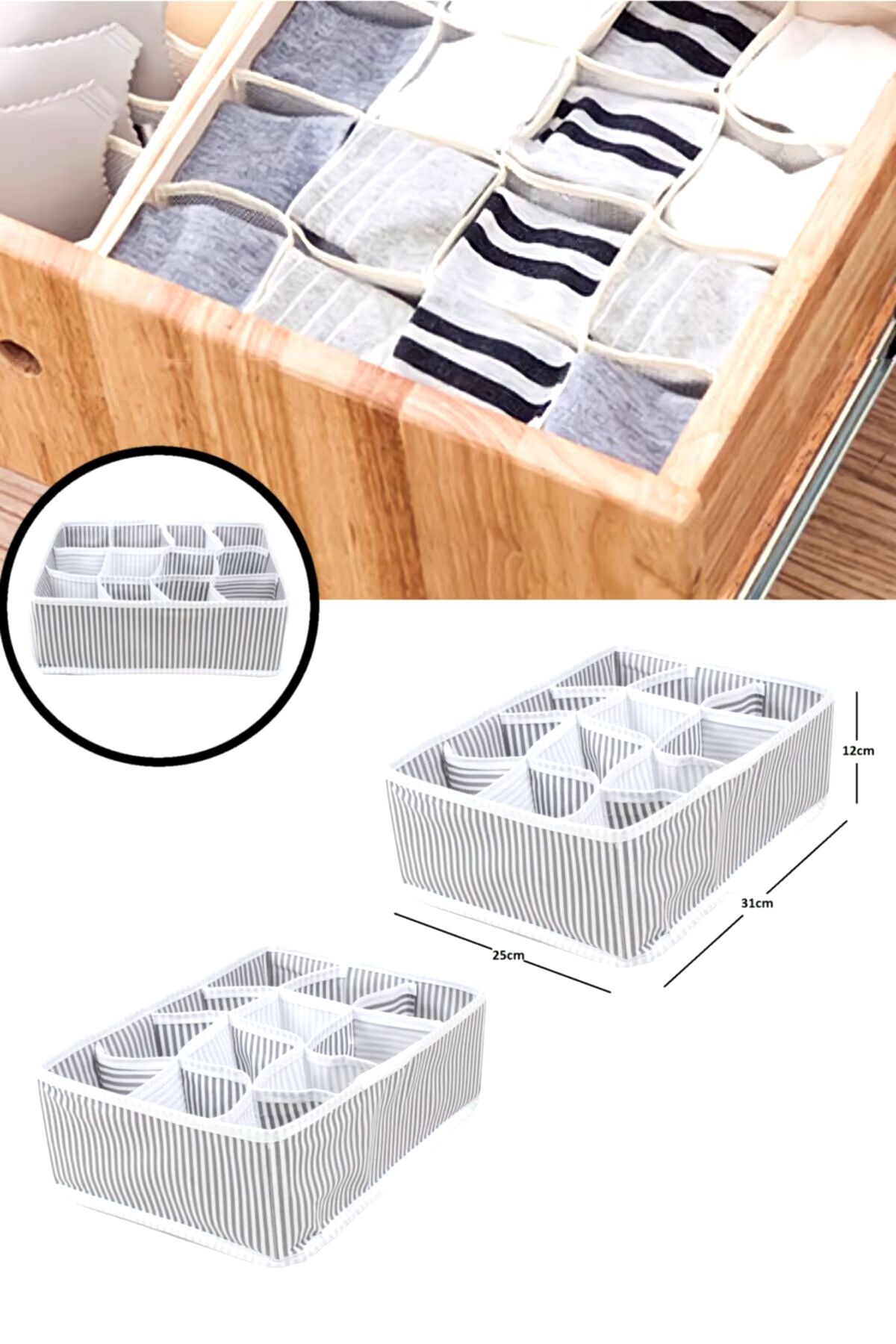 Ovebu 12 Bölmeli Pratik Bölmeli Çekmece Düzenleyici Organizer(İç Çamaşırı Kravat Çorap Düzenleyici)