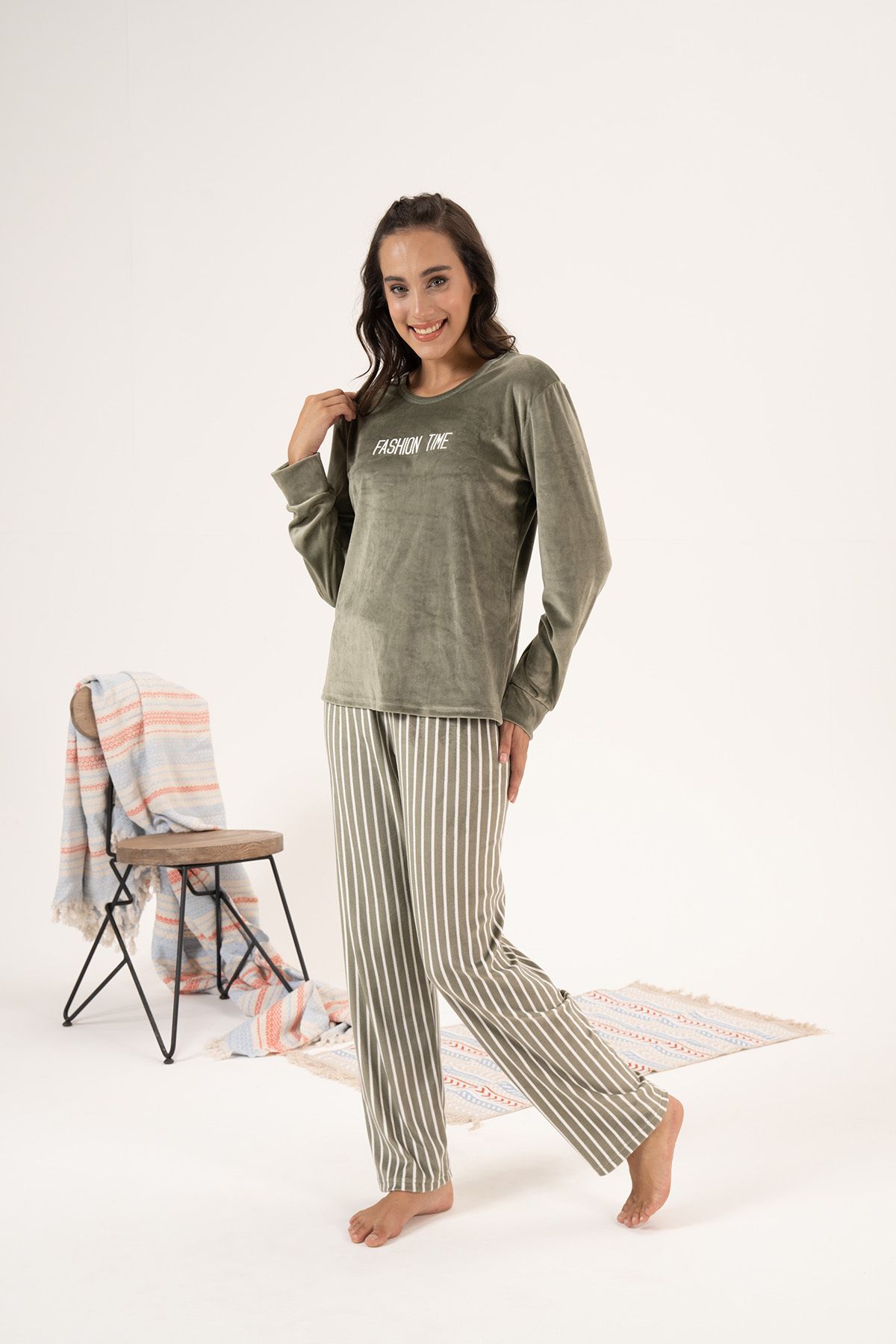 REMSA-Green Velvet Women's Pajama Set - 24355 6