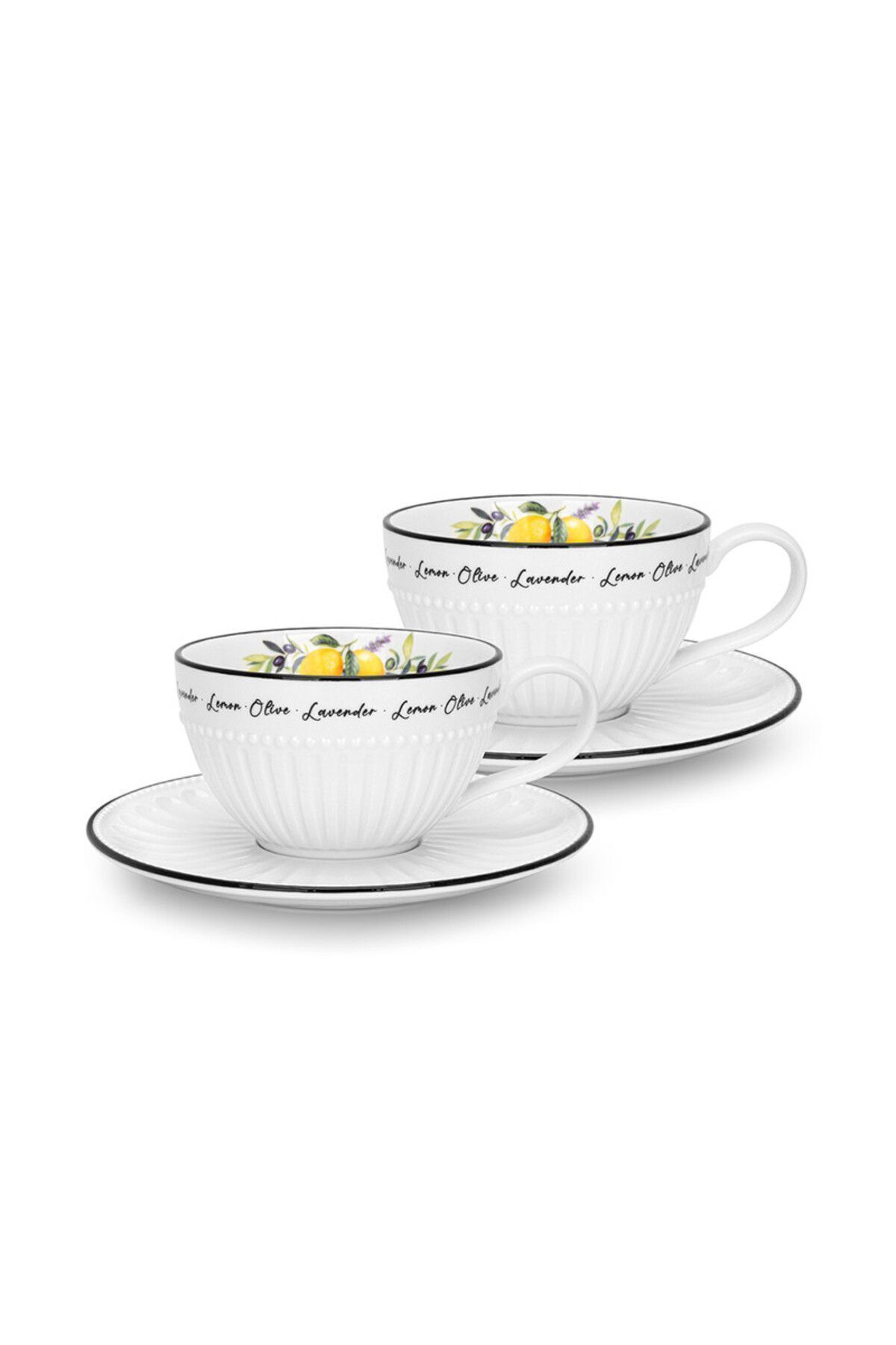 Fissman-Set of 2 Cups Lemon Provence Series 250 ml With Saucers Porcelain 2