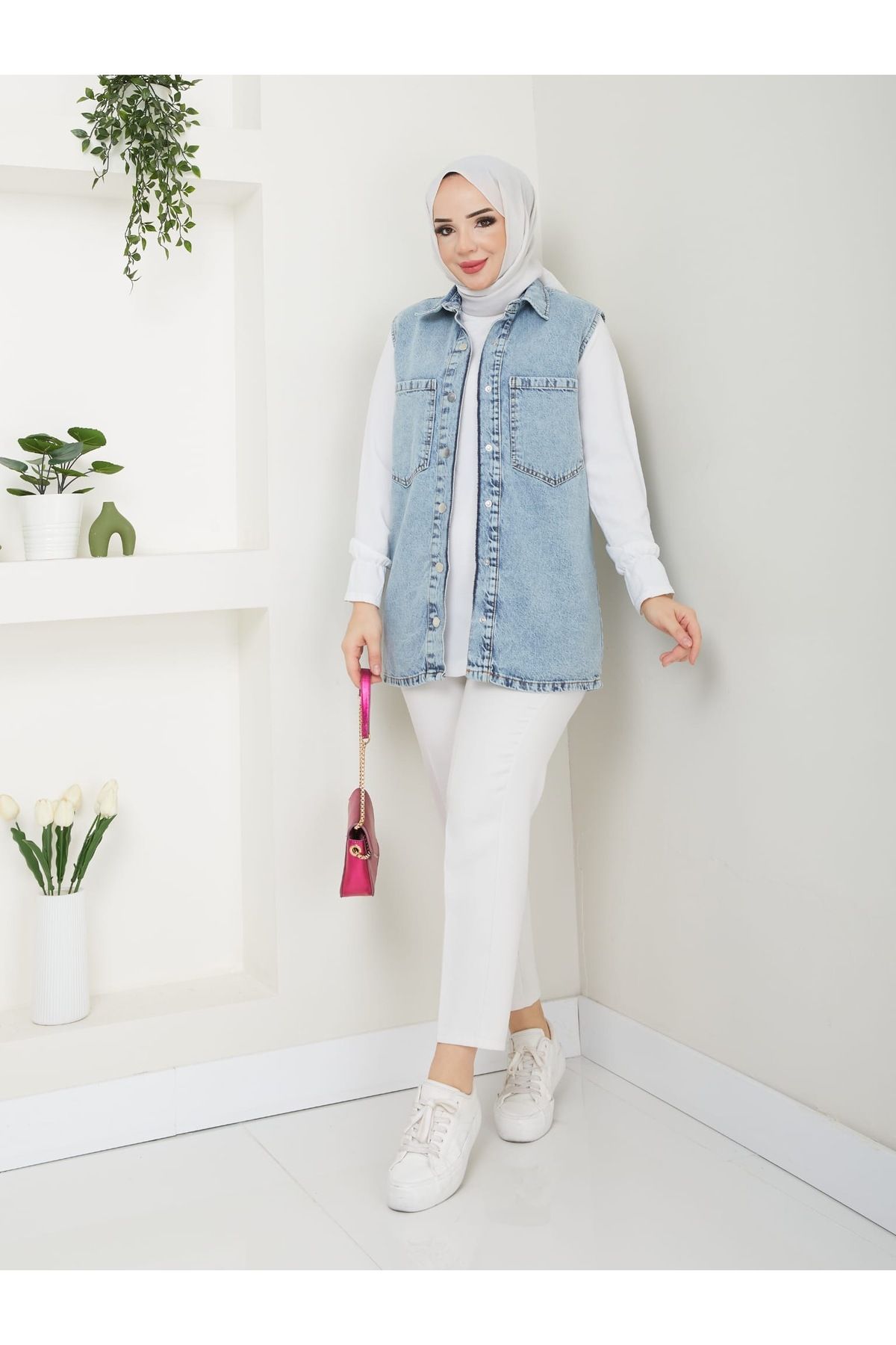 KEJAN TEKSTİL-Sleeveless Denim Vest - Snap Design 6