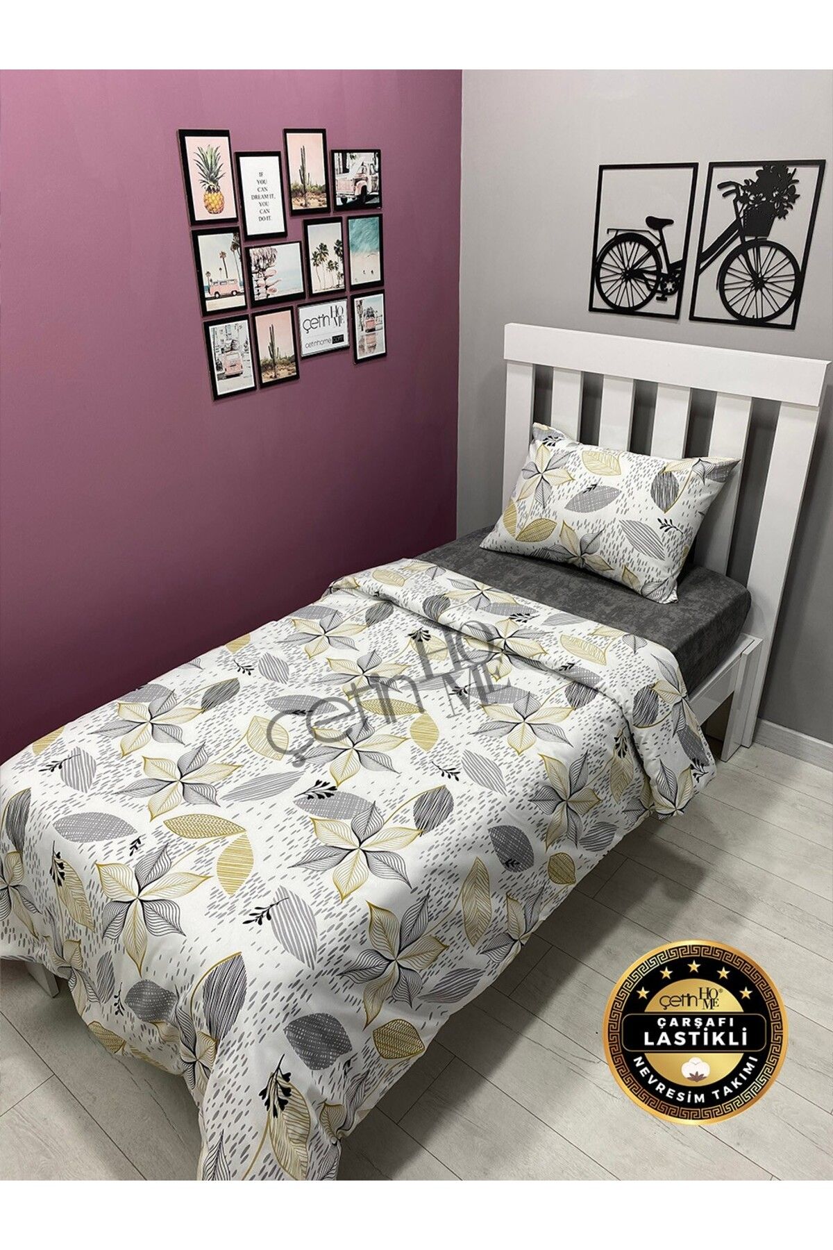 Çetinhome-Single Duvet Cover Set with Elastic Sheet Lara 5