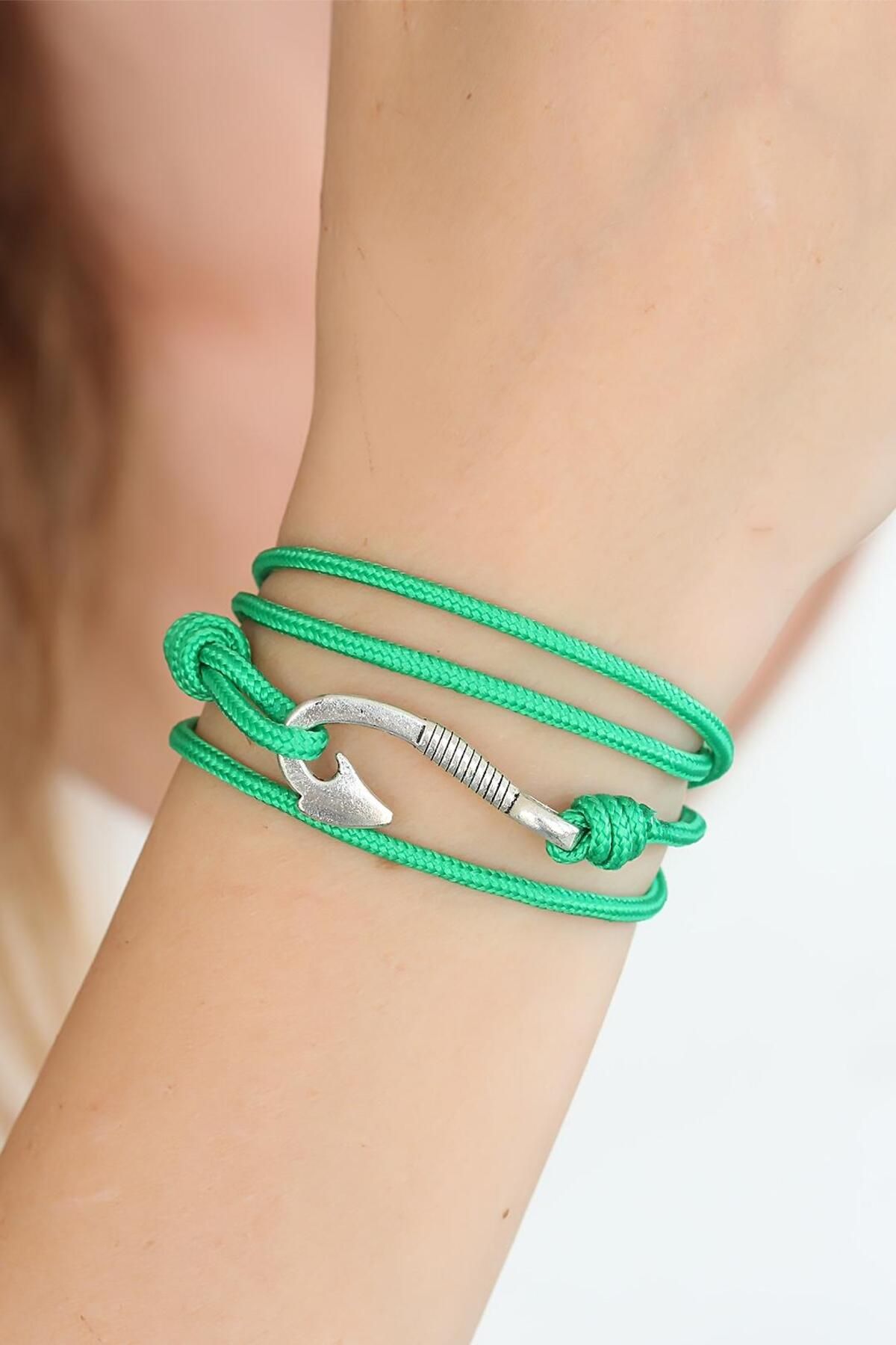 Skygo-Green Color Silver Metal Multiple Bracelet with Hooks - Tj-bb2372-ks 1