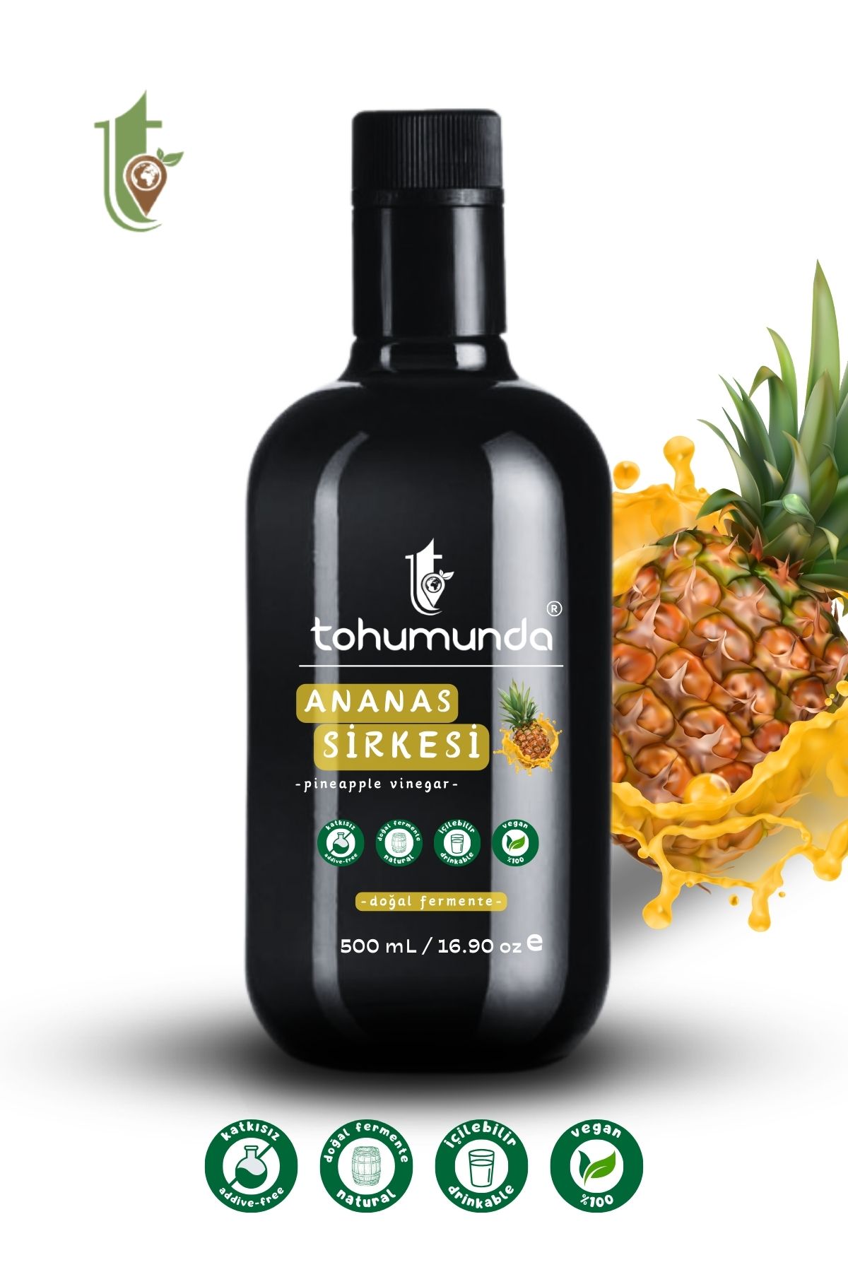 tohumunda Ananas Sirkesi / Pineapple Vinegar [500 Ml] (KATKISIZ, İÇİLEBİLİR, DOĞAL FERMANTASYON)