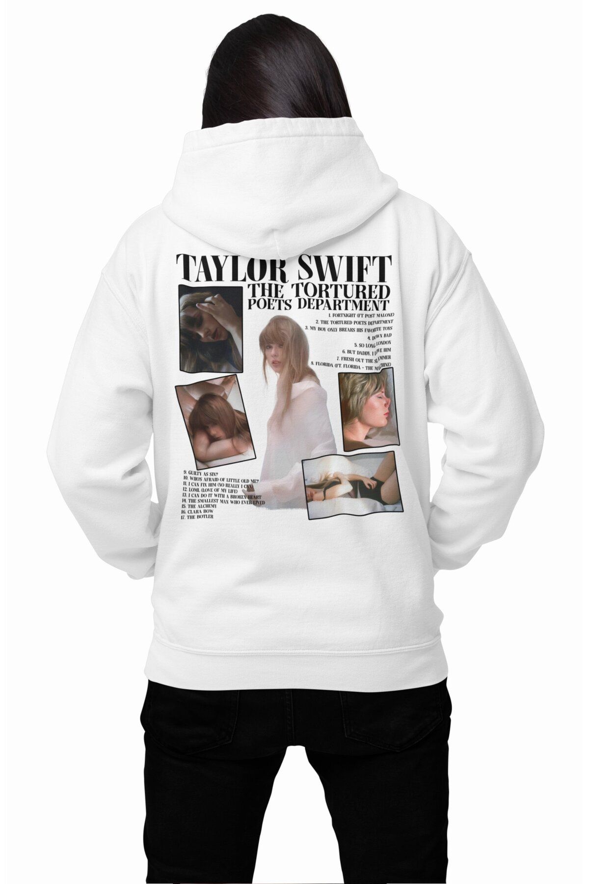 Fuddy Moda-2024 Establishment TTPD - Hanorac supradimensionat cu glugă unisex Taylor Swift imprimat pe spate 3