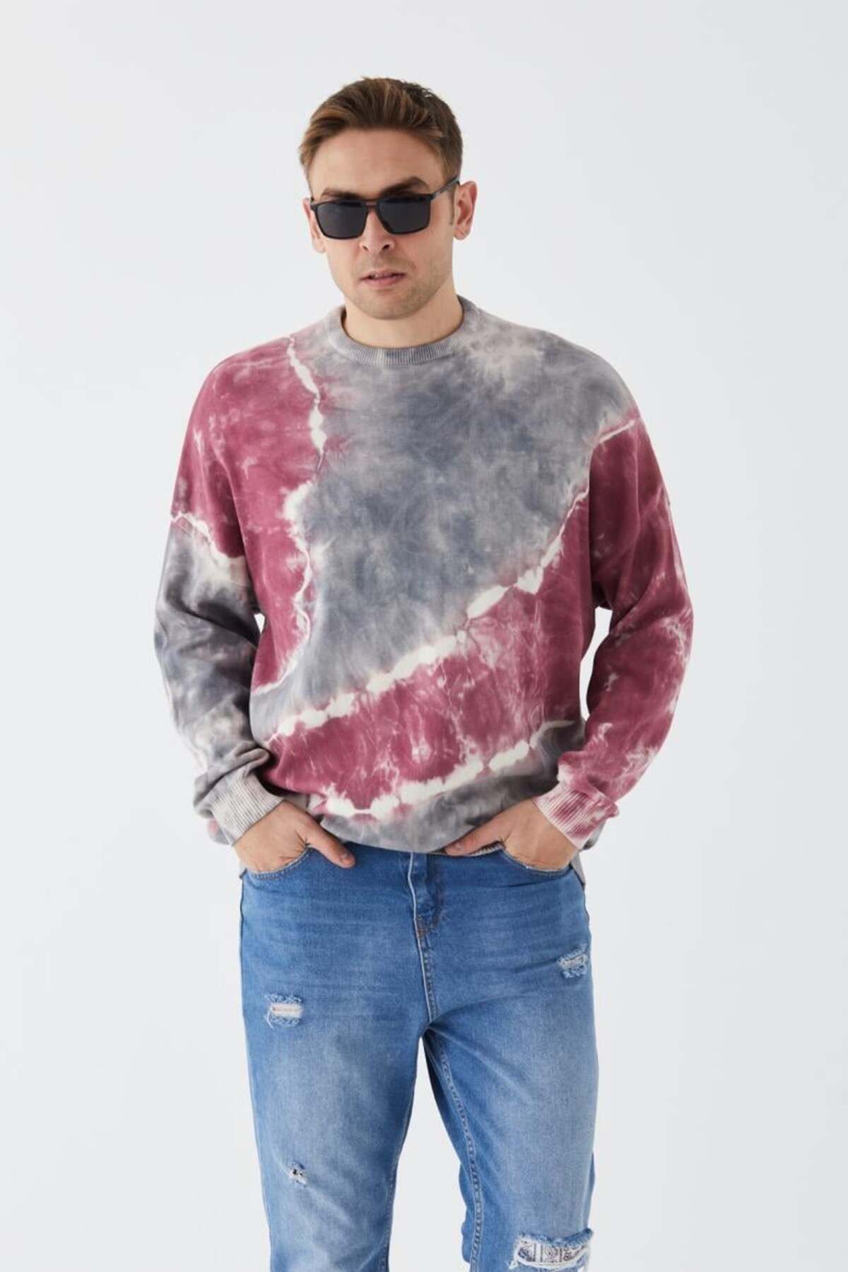 Alp-Cotton-Acrylic Tie-Dye Patterned Sweater 2