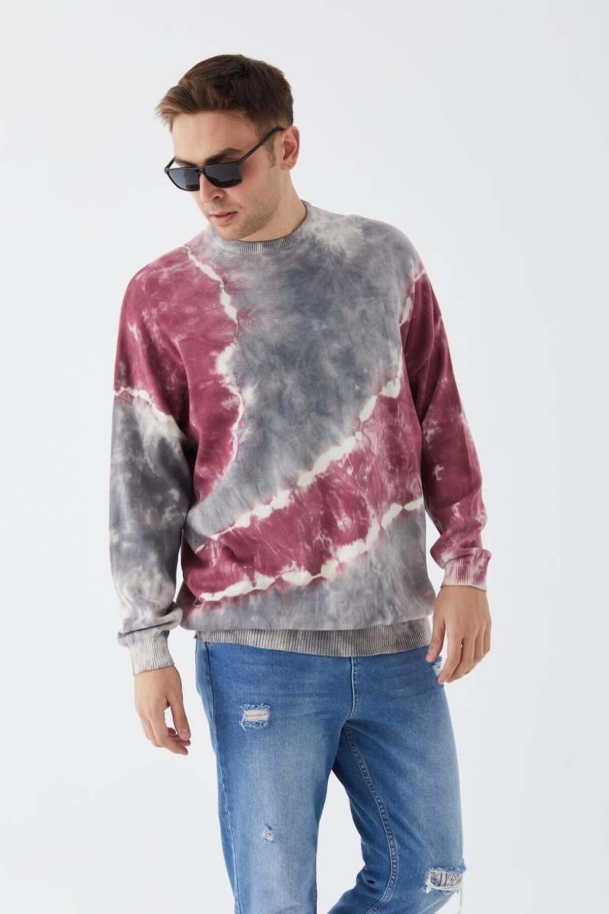 Alp-Cotton-Acrylic Tie-Dye Patterned Sweater 5