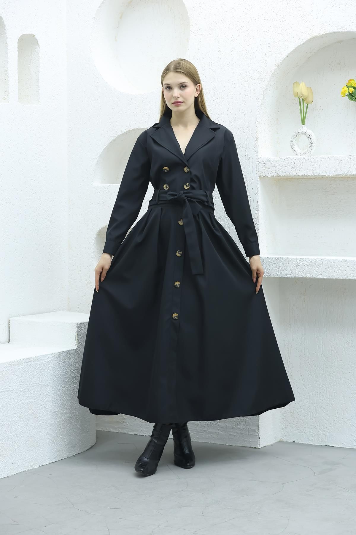 QUBERZ-Black Bondit Skirt Suit 3