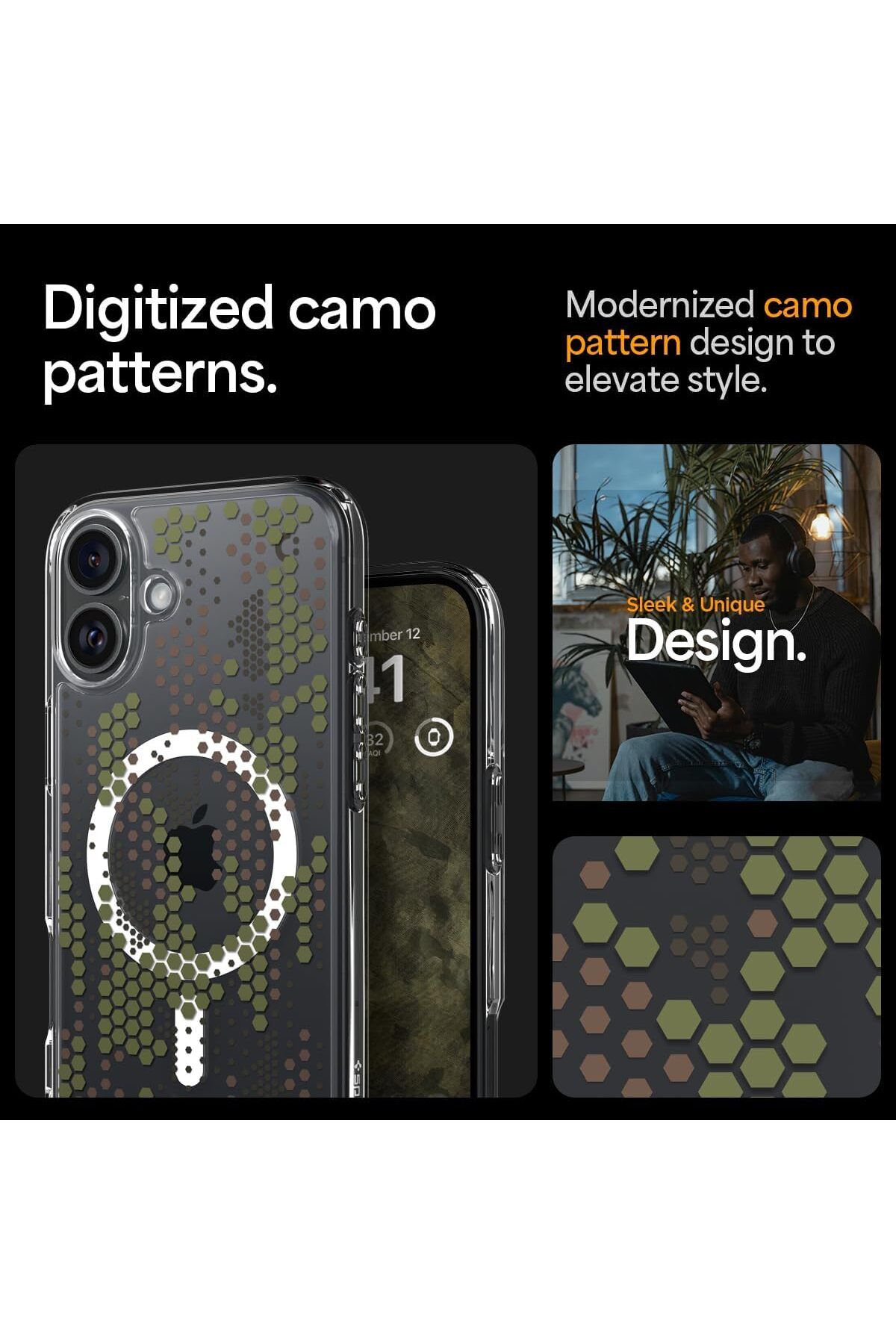 Spigen-Ultra Hybrid MagFit for iPhone 16 case [MagSafe compatible] - Digital Camo 2