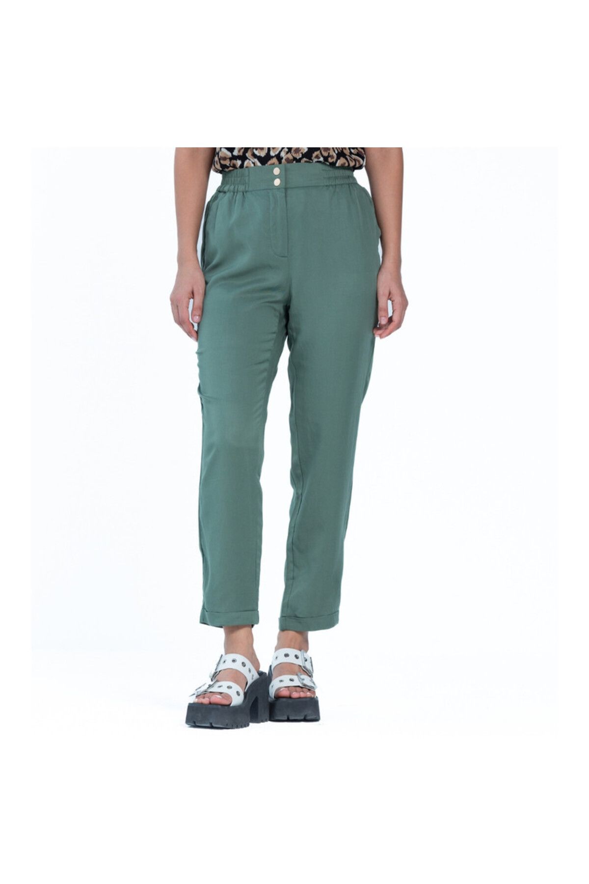 Zabaione-Green High-Waist Pants 1