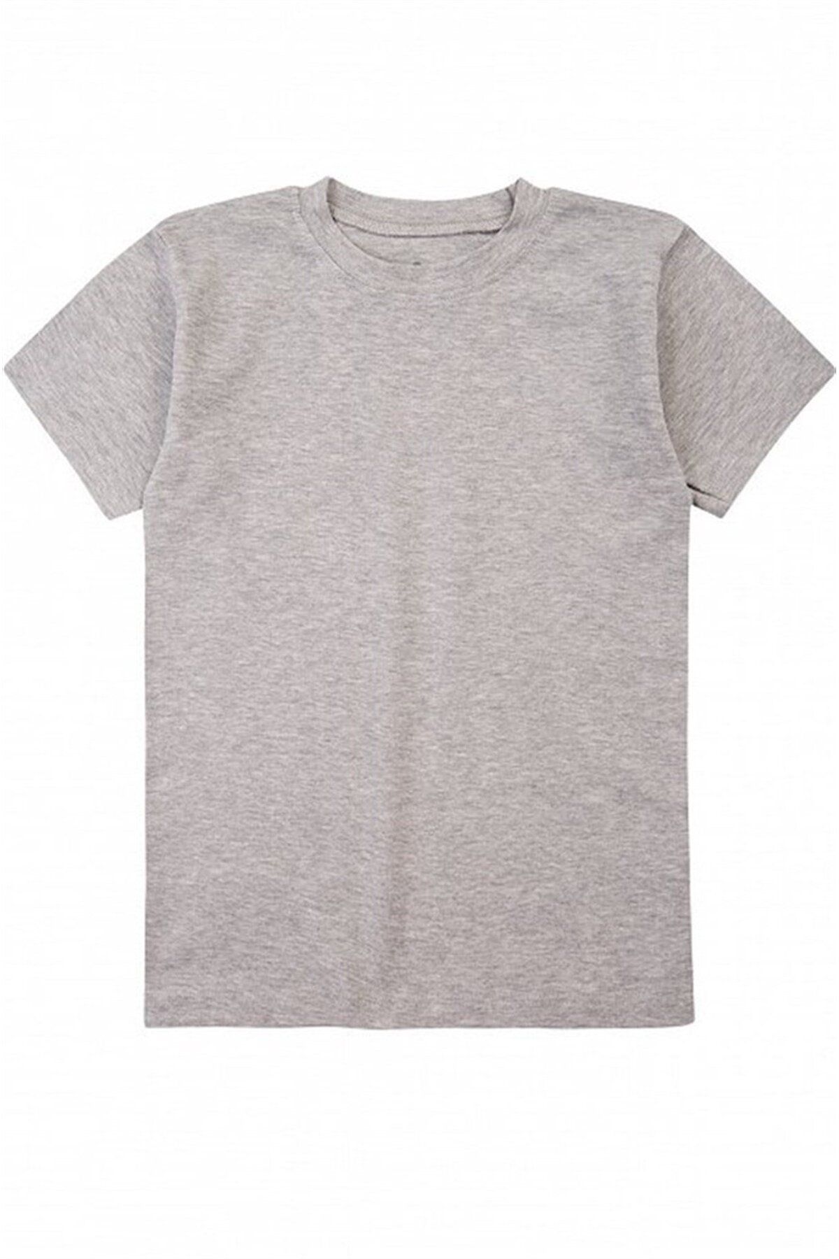 BAYKAR-Boy's Cotton Crew Neck Flannel T-Shirt Gray Melange 5