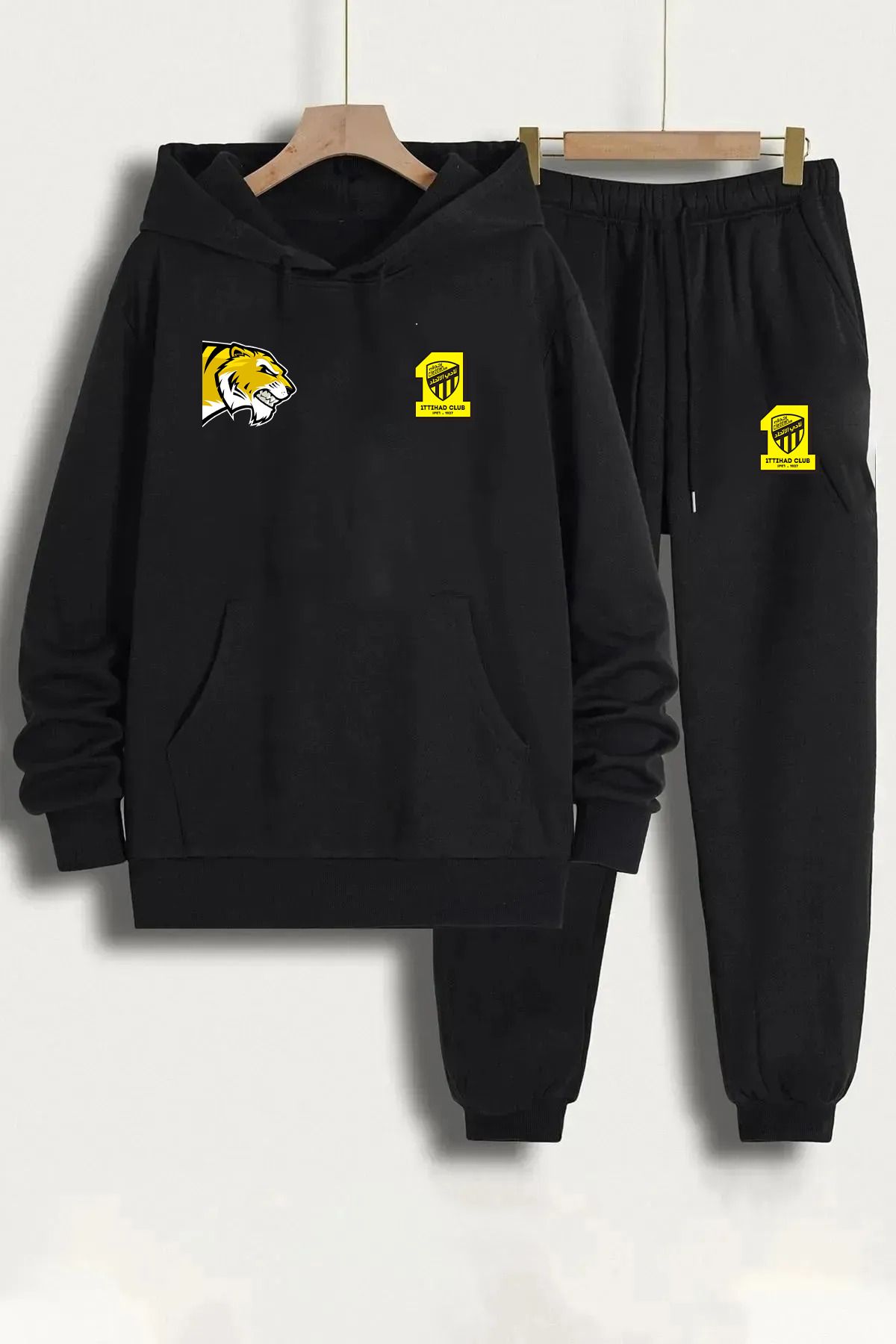 Pisa Art Al İttihad Kaplan Suudi Arabistan Özel Tasarım Kapşonlu Sweatshirt & Eşofman Altı 2'li Kombin