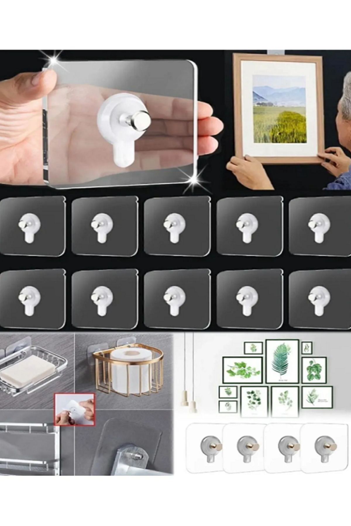 10 Pieces Adhesive Hanger Nail Transparent Strong Non-marking Table Adhesive Without Damaging the Wall Without Drilling
