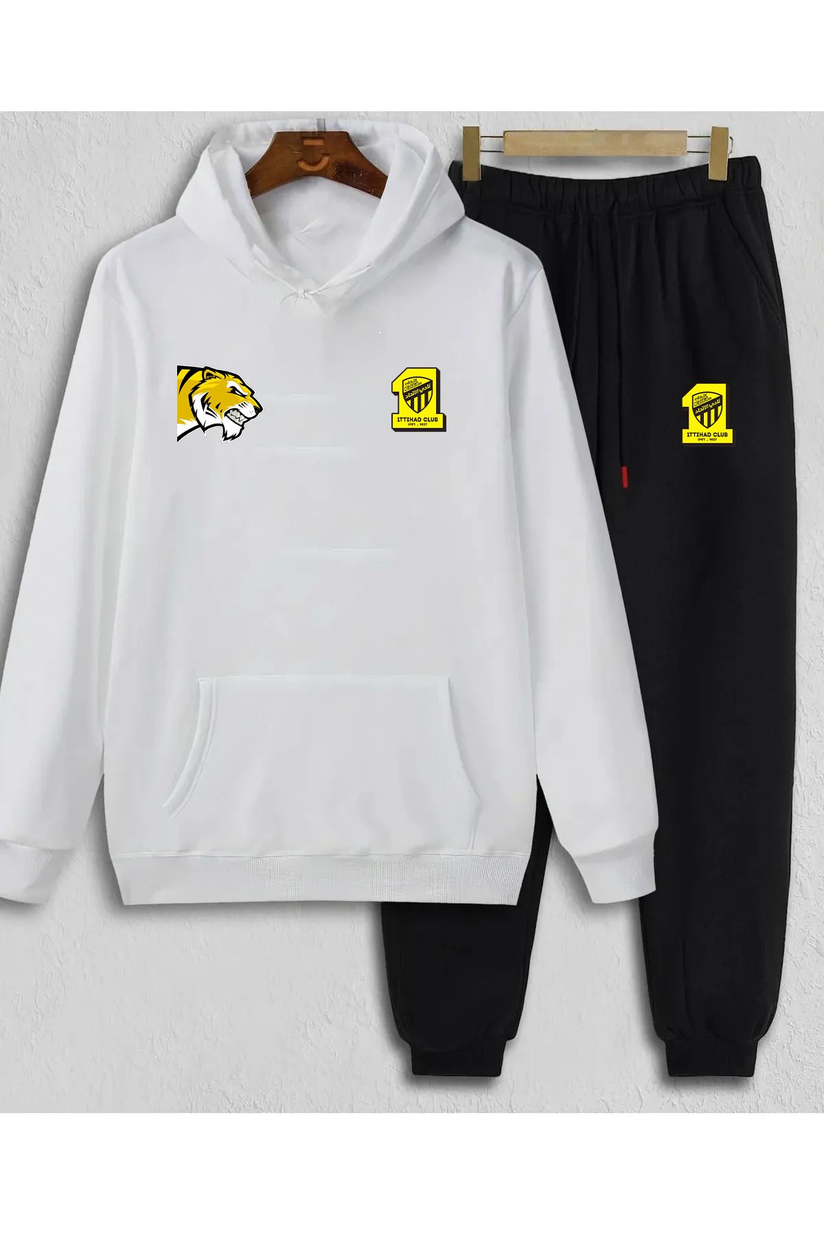 Pisa Art Al Ittihad Kaplan Suudi Arabistan Özel Tasarım Kapşonlu Sweatshirt & Eşofman Altı 2'li Kombin