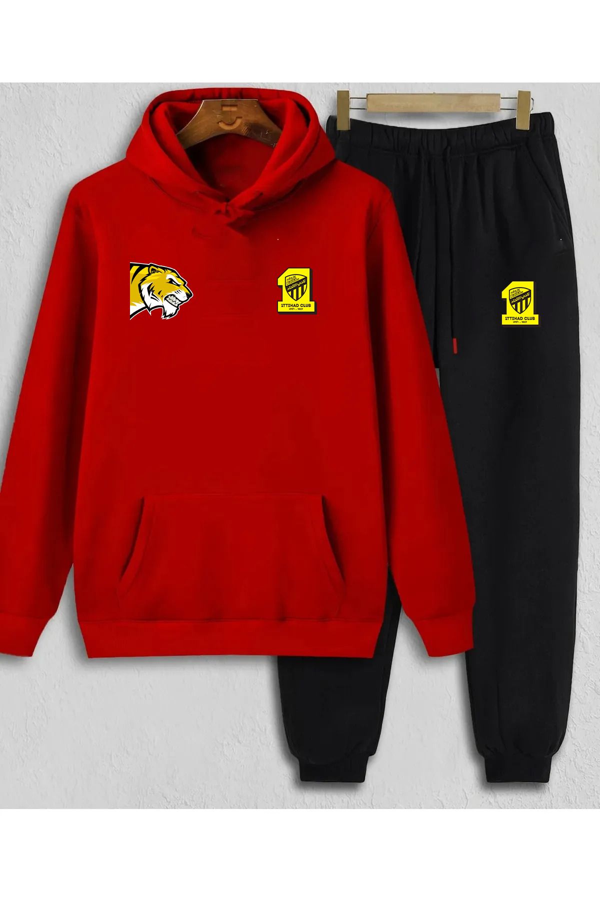 Pisa Art Al İtiihad Kaplan Suudi Arabistan Özel Tasarım Kapşonlu Sweatshirt & Eşofman Altı 2'li Kombin